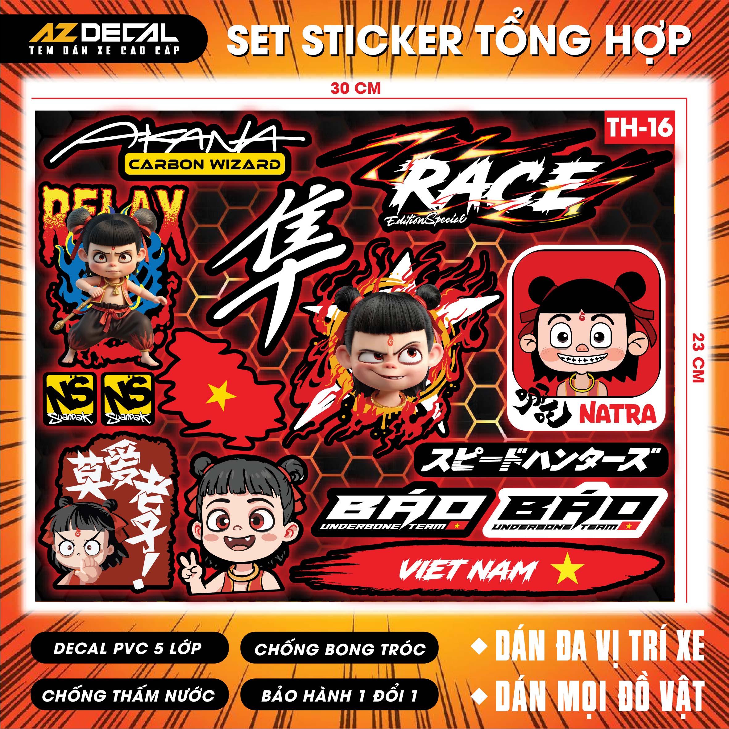 Sticker Dán Xe Máy, Xe Điện, Xe Đạp, Mũ Bảo Hiểm | TH-16