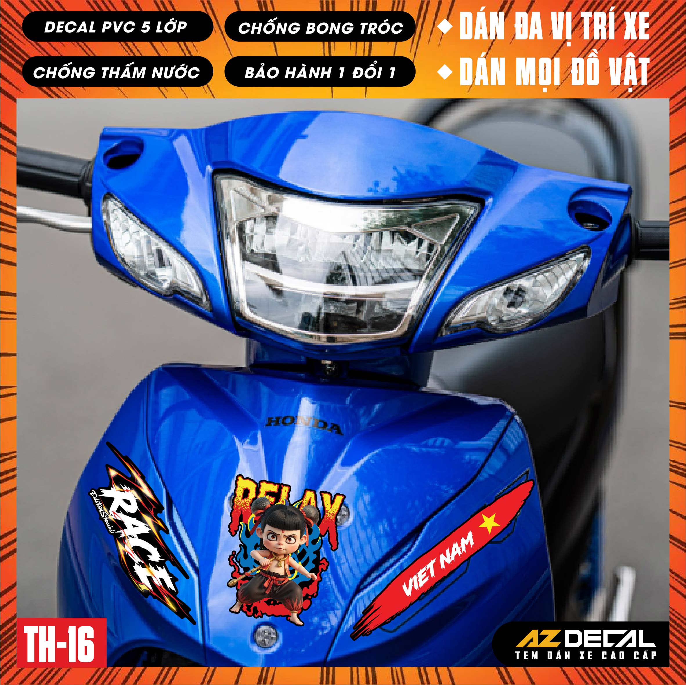 Sticker Dán Xe Máy, Xe Điện, Xe Đạp, Mũ Bảo Hiểm | TH-16