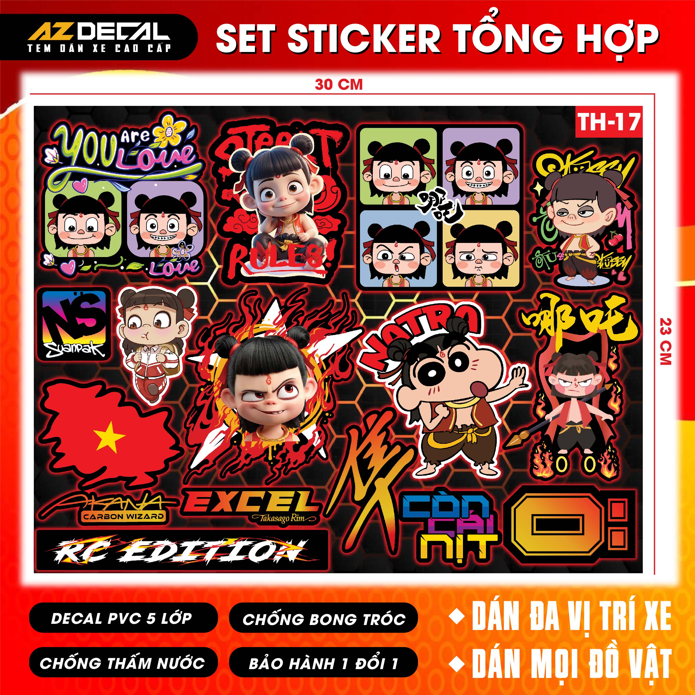 Sticker Dán Xe Máy, Xe Điện, Xe Đạp, Mũ Bảo Hiểm | TH-17