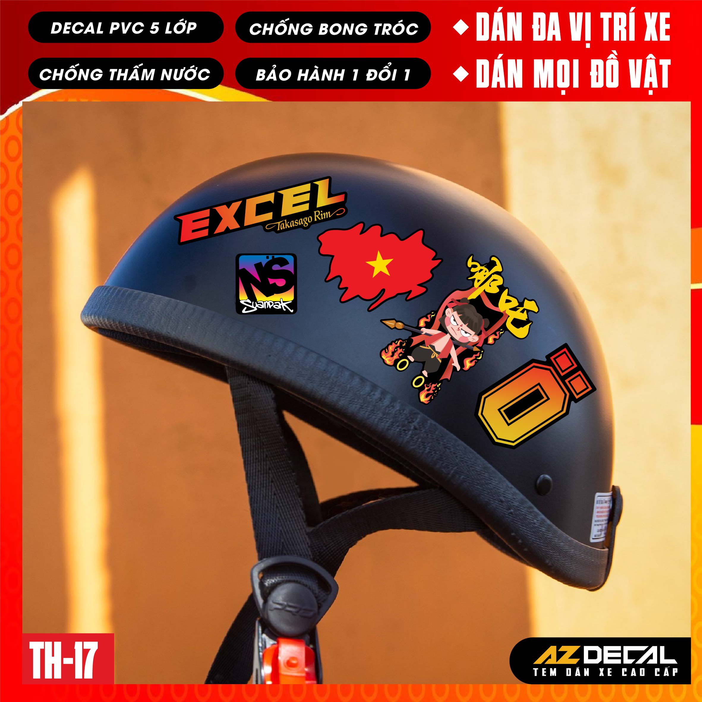 Sticker Dán Xe Máy, Xe Điện, Xe Đạp, Mũ Bảo Hiểm | TH-17