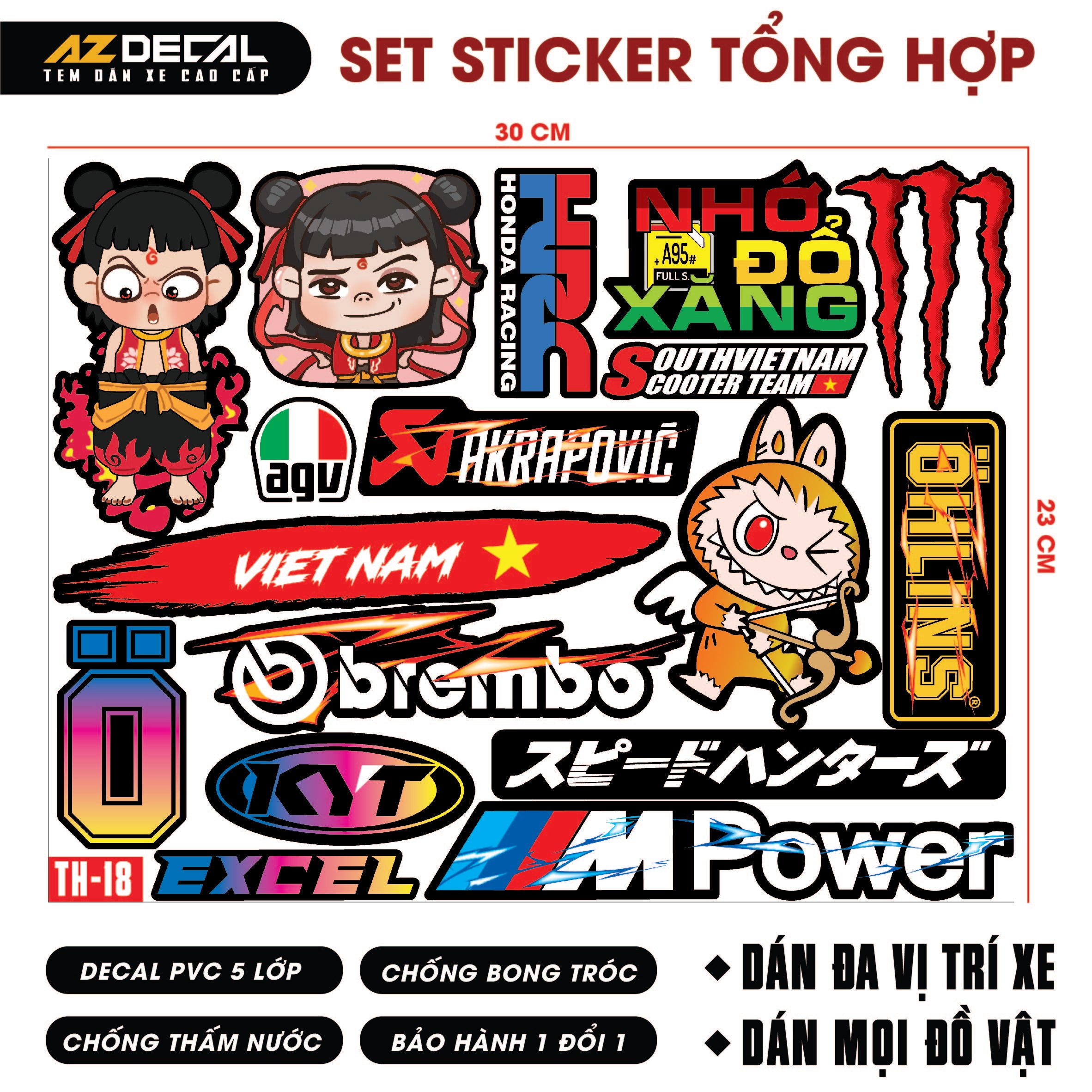Sticker Dán Xe Máy, Xe Điện, Xe Đạp, Mũ Bảo Hiểm | TH-18