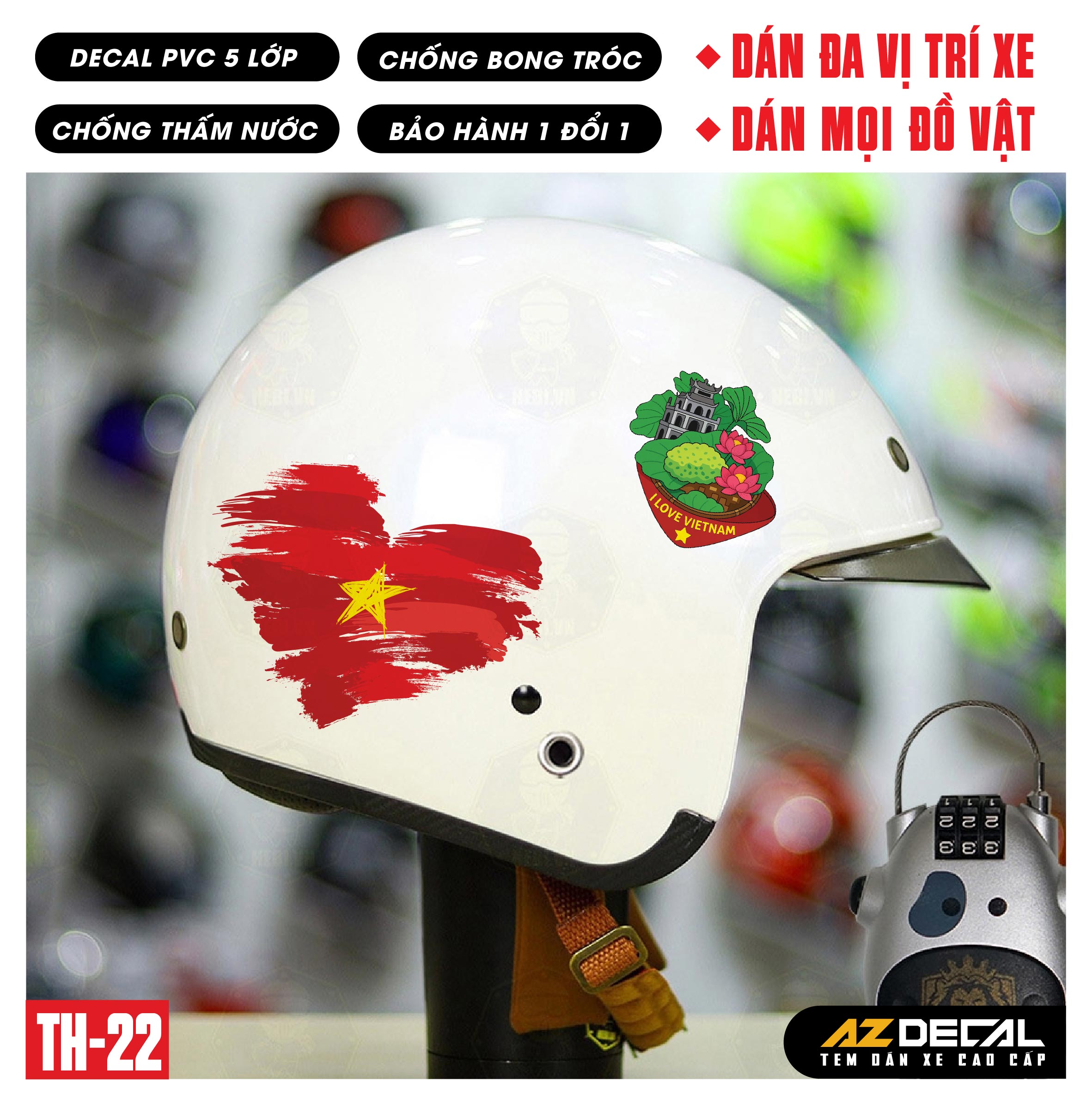 Sticker Dán Xe Máy, Xe Điện, Xe Đạp, Mũ Bảo Hiểm | TH-22
