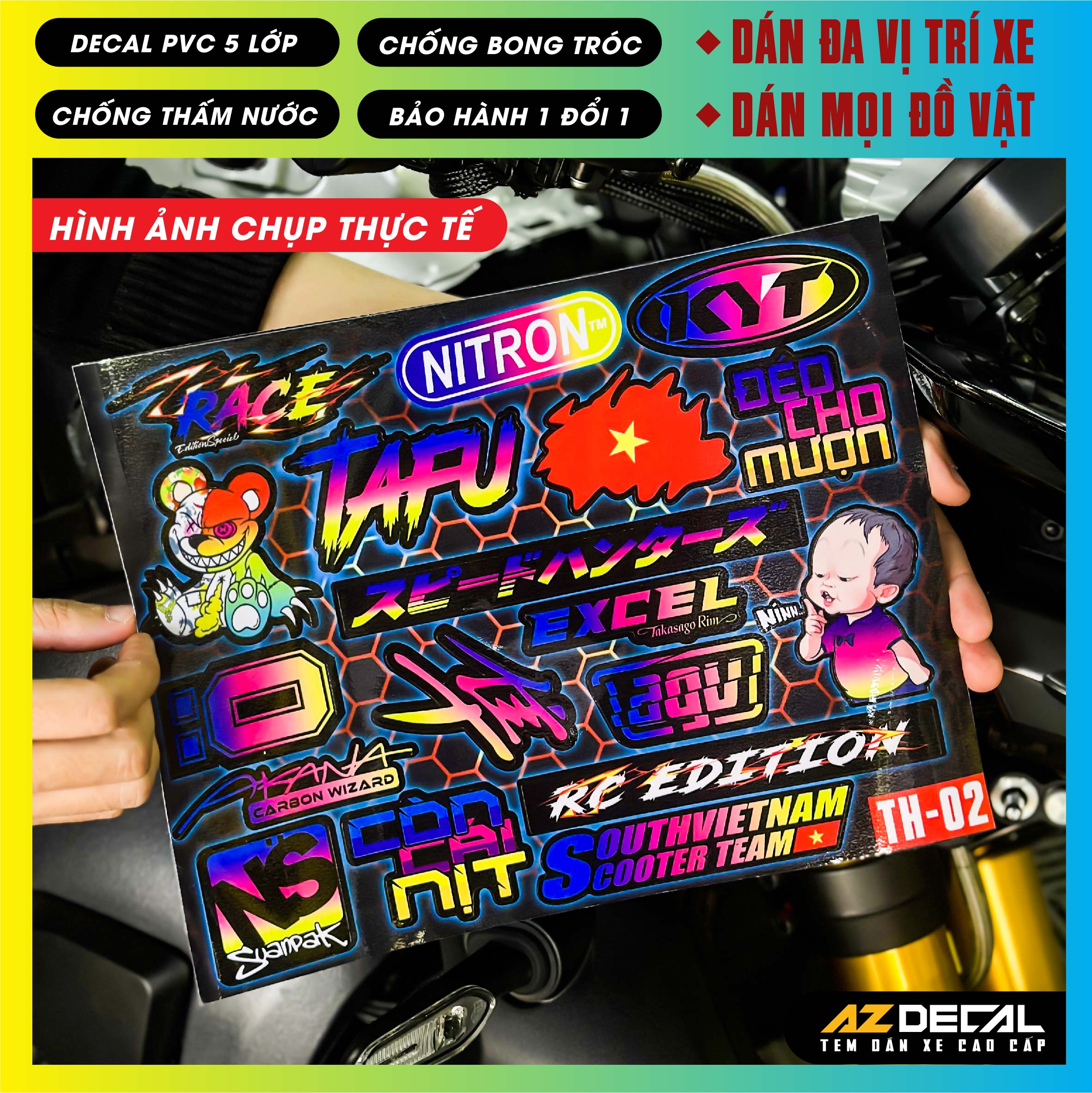 Sticker Dán Xe Máy, Xe Điện, Xe Đạp, Mũ Bảo Hiểm | TH-02