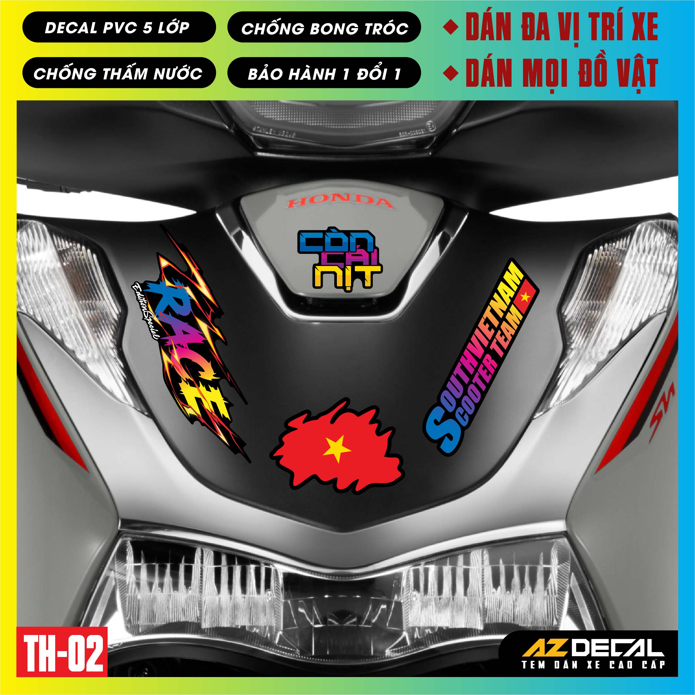 Sticker Dán Xe Máy, Xe Điện, Xe Đạp, Mũ Bảo Hiểm | TH-02