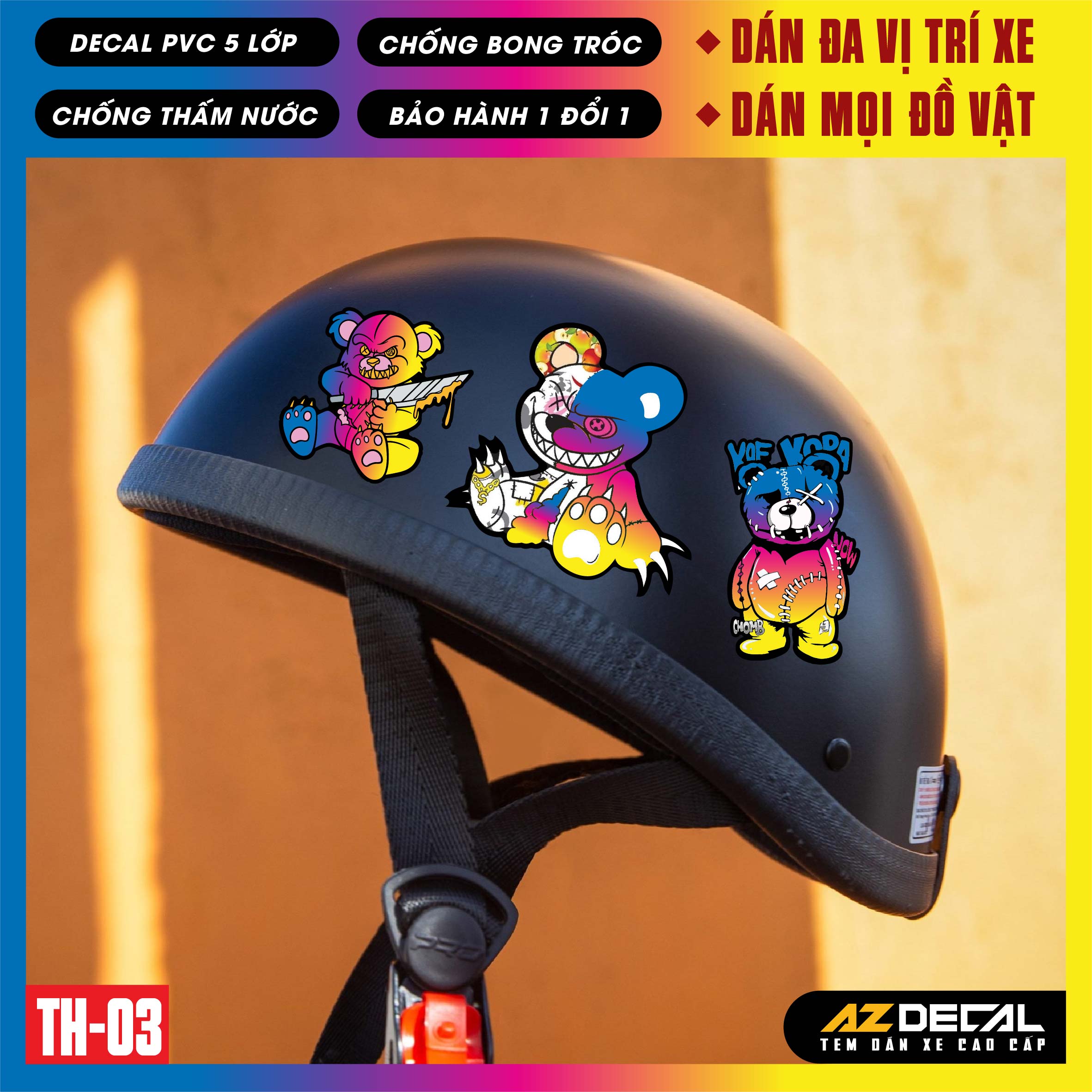 Sticker Dán Xe Máy, Xe Điện, Xe Đạp, Mũ Bảo Hiểm | TH-03