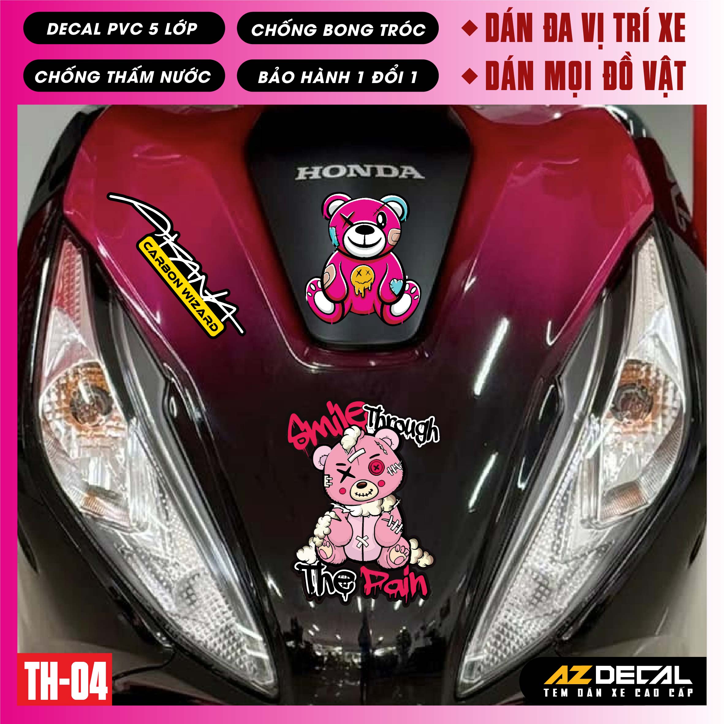 Sticker Dán Xe Máy, Xe Điện, Xe Đạp, Mũ Bảo Hiểm | TH-04