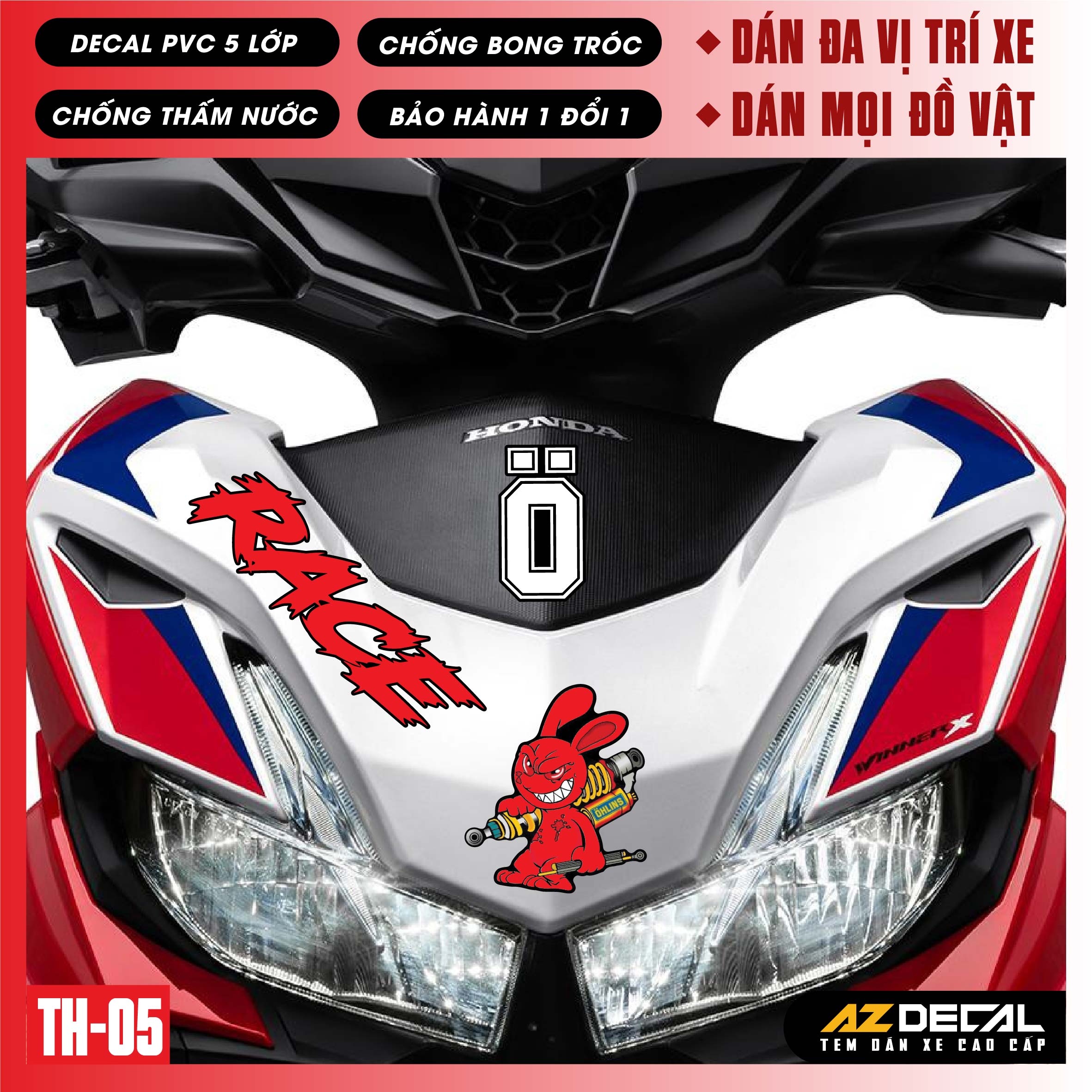 Sticker Dán Xe Máy, Xe Điện, Xe Đạp, Mũ Bảo Hiểm | TH-05