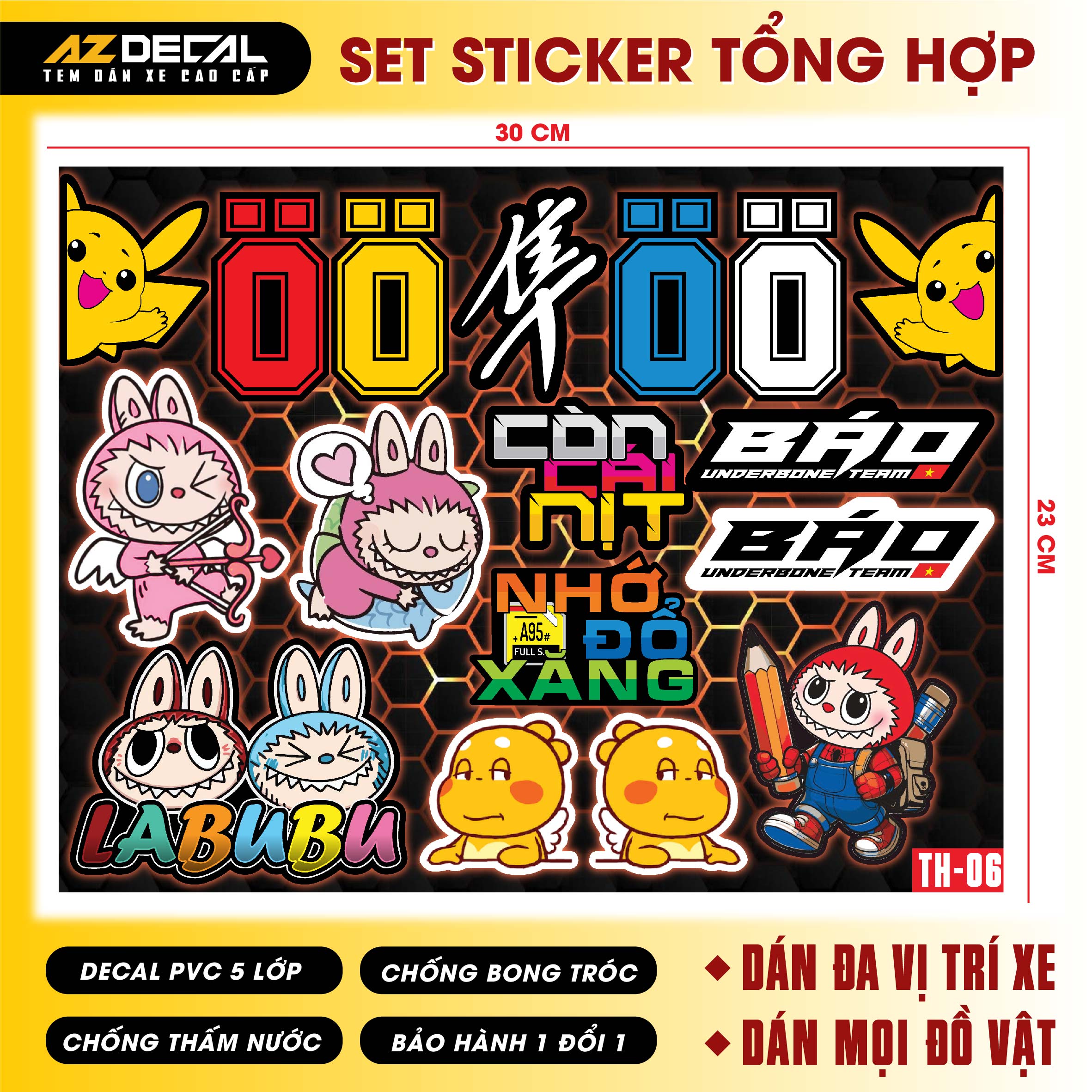 Sticker Dán Xe Máy, Xe Điện, Xe Đạp, Mũ Bảo Hiểm | TH-06