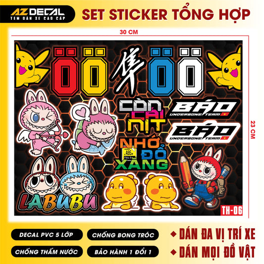 Sticker Dán Xe Máy, Xe Điện, Xe Đạp, Mũ Bảo Hiểm | TH-06