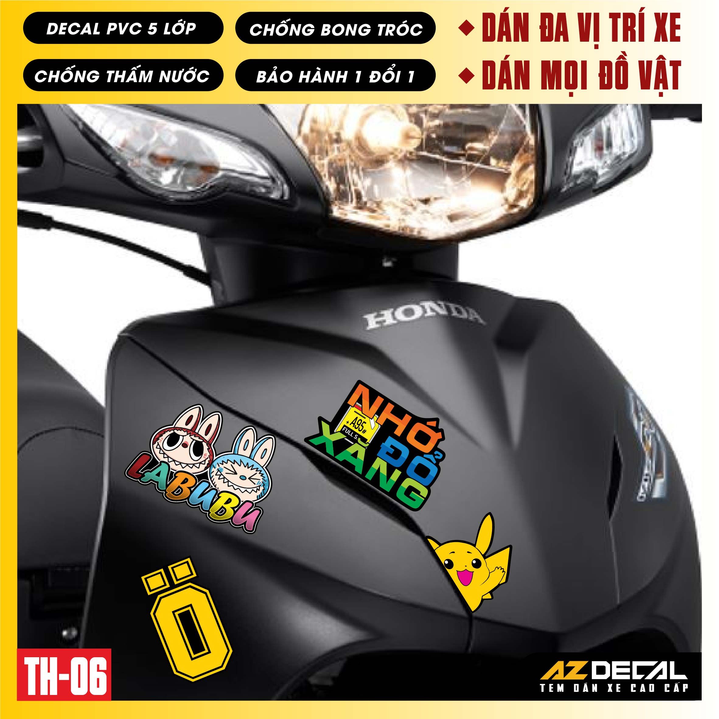 Sticker Dán Xe Máy, Xe Điện, Xe Đạp, Mũ Bảo Hiểm | TH-06