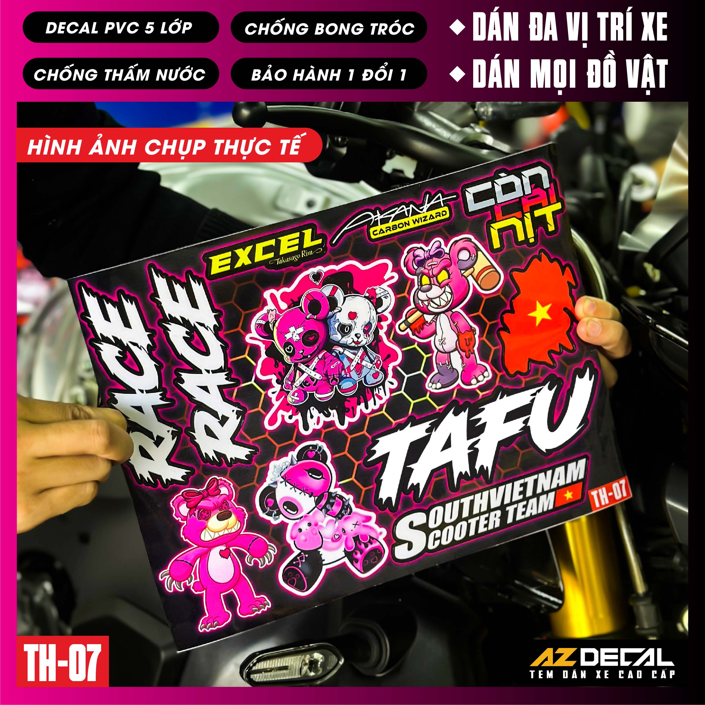 Sticker Dán Xe Máy, Xe Điện, Xe Đạp, Mũ Bảo Hiểm | TH-07