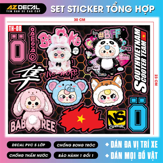 Sticker Dán Xe Máy, Xe Điện, Xe Đạp, Mũ Bảo Hiểm | TH-08