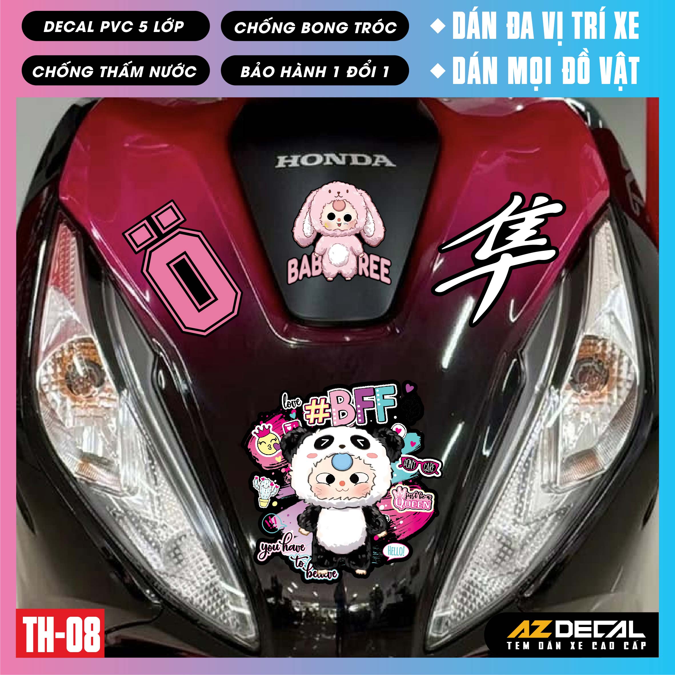 Sticker Dán Xe Máy, Xe Điện, Xe Đạp, Mũ Bảo Hiểm | TH-08