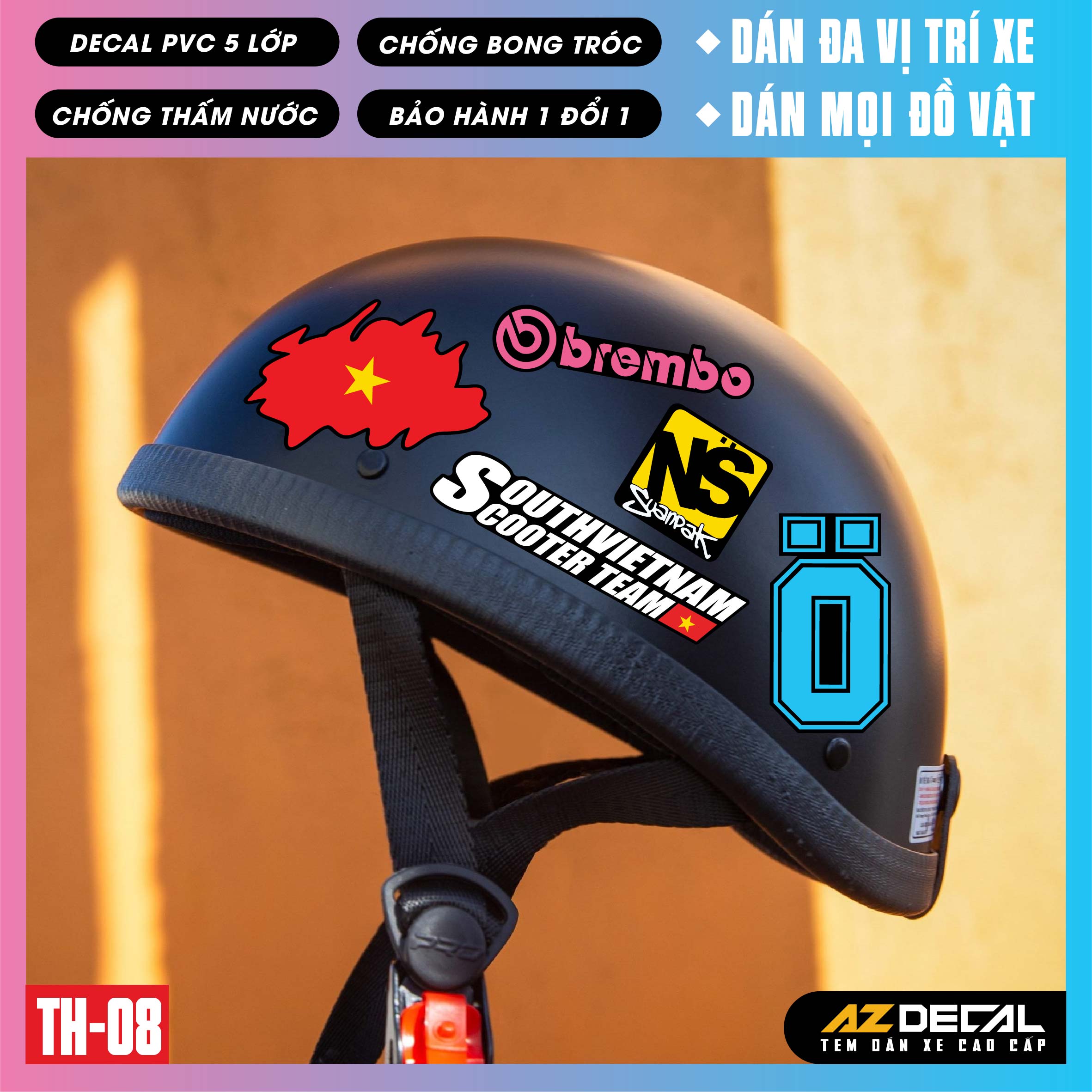 Sticker Dán Xe Máy, Xe Điện, Xe Đạp, Mũ Bảo Hiểm | TH-08