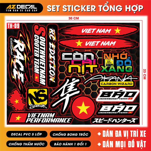 Sticker Dán Xe Máy, Xe Điện, Xe Đạp, Mũ Bảo Hiểm | TH-09