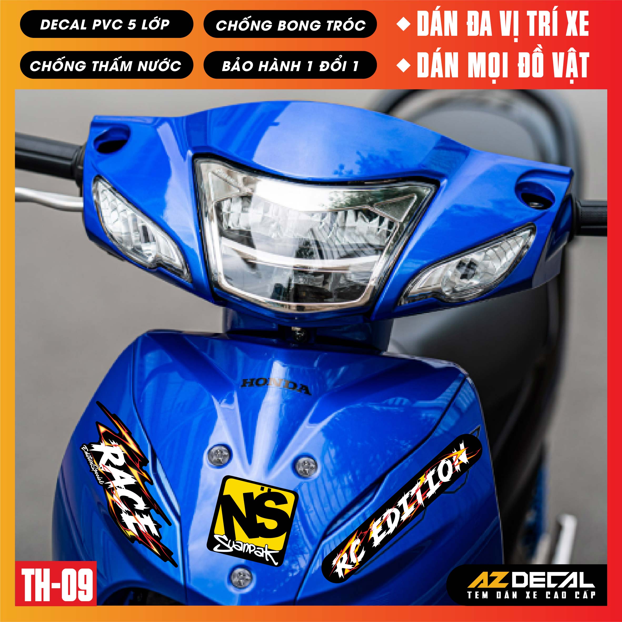 Sticker Dán Xe Máy, Xe Điện, Xe Đạp, Mũ Bảo Hiểm | TH-09