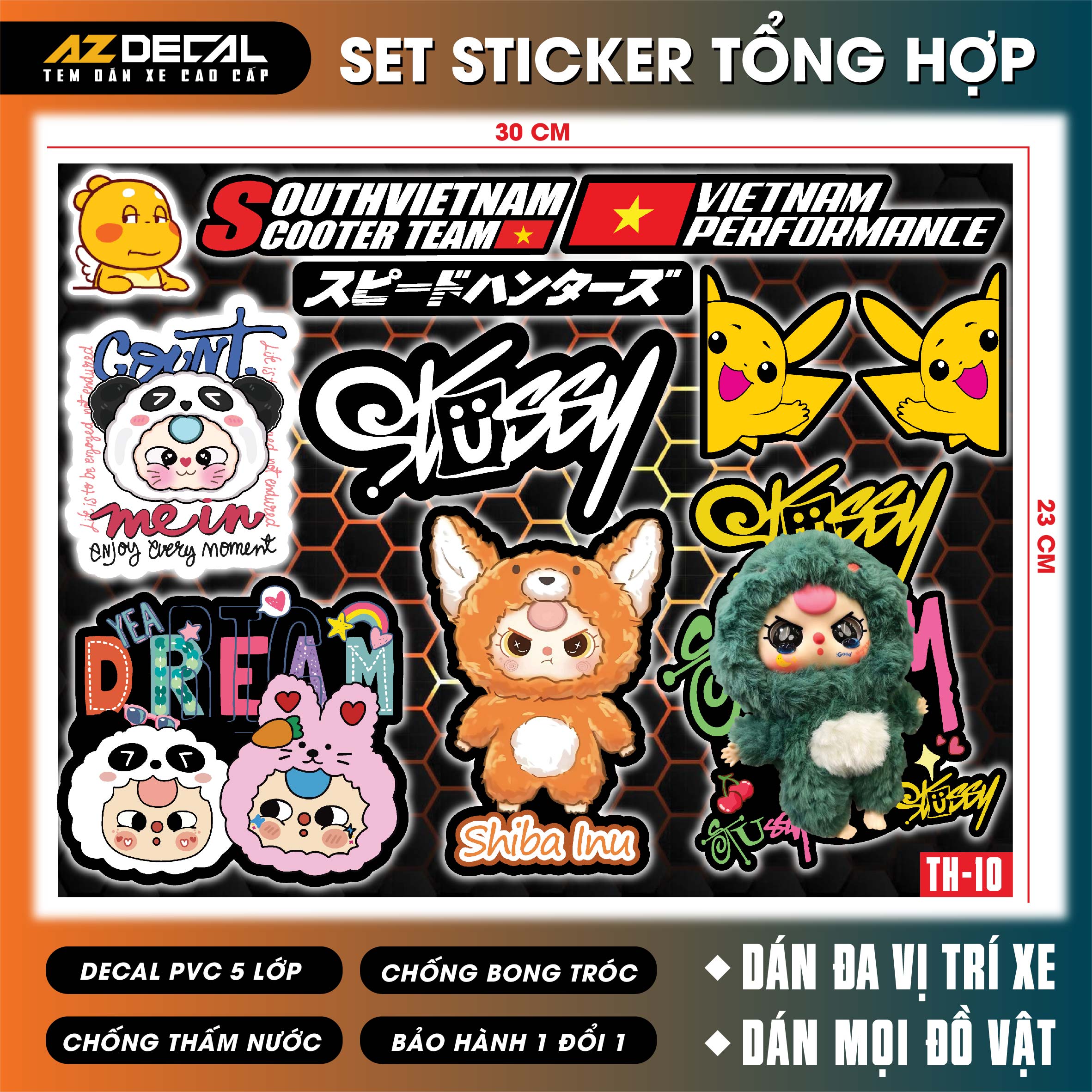 Sticker Dán Xe Máy, Xe Điện, Xe Đạp, Mũ Bảo Hiểm | TH-10