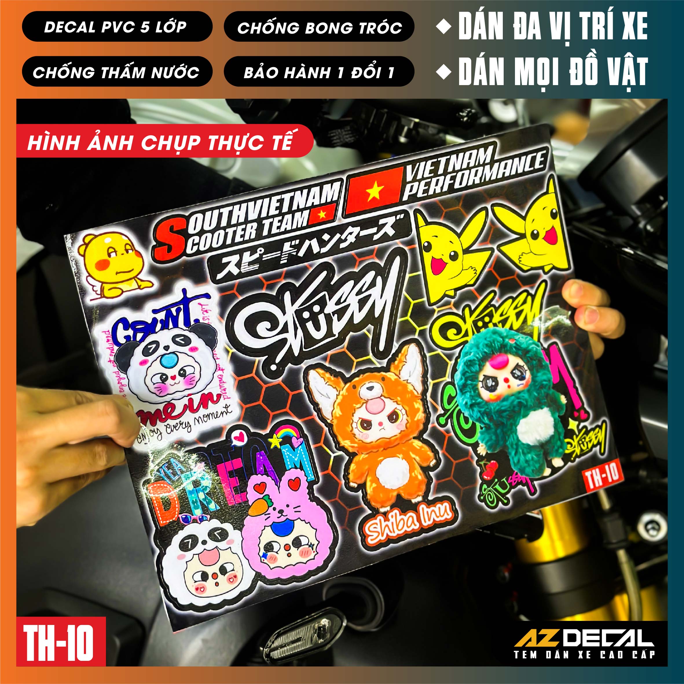 Sticker Dán Xe Máy, Xe Điện, Xe Đạp, Mũ Bảo Hiểm | TH-10