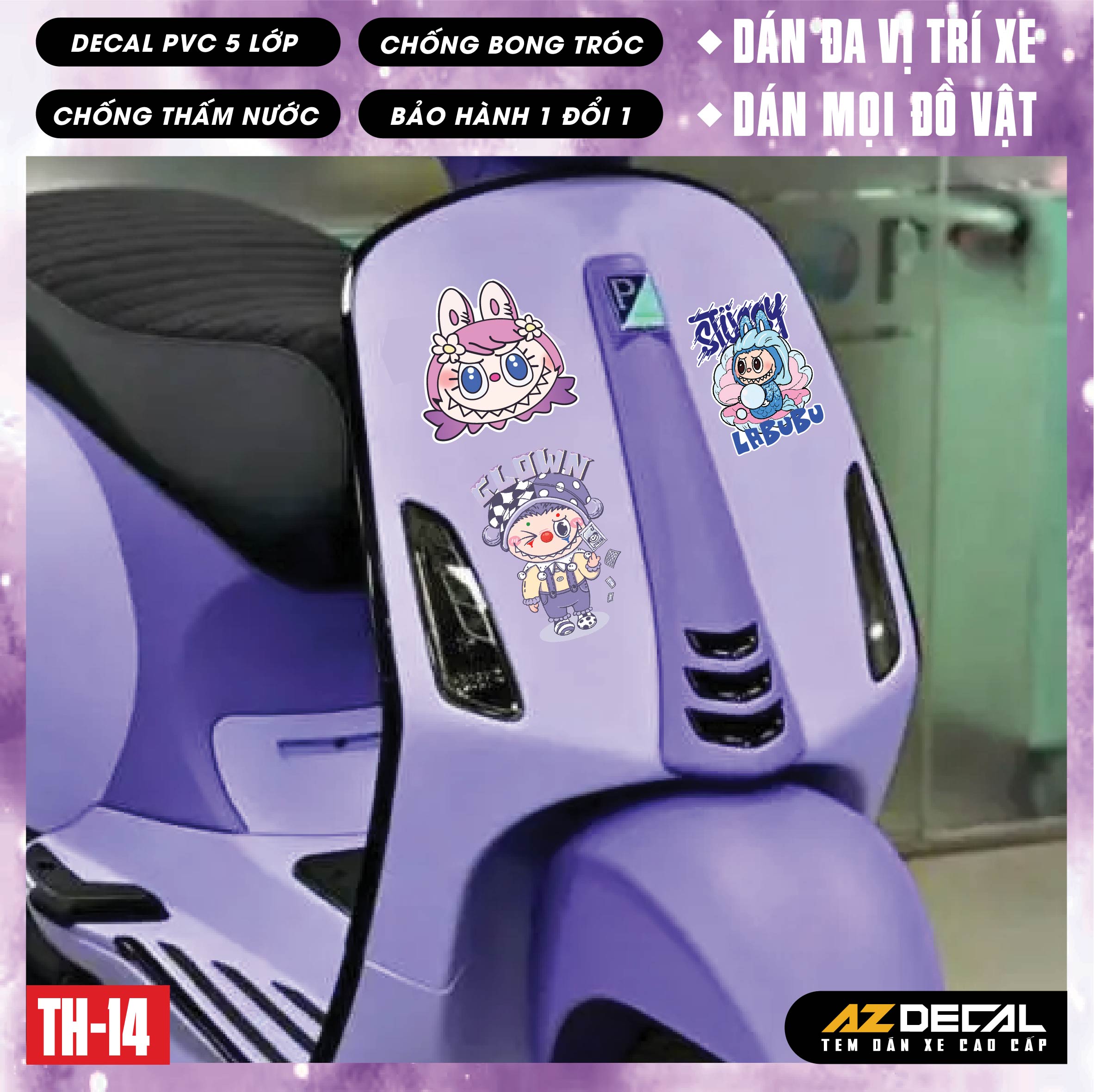 Sticker Dán Xe Máy, Xe Điện, Xe Đạp, Mũ Bảo Hiểm | TH-14