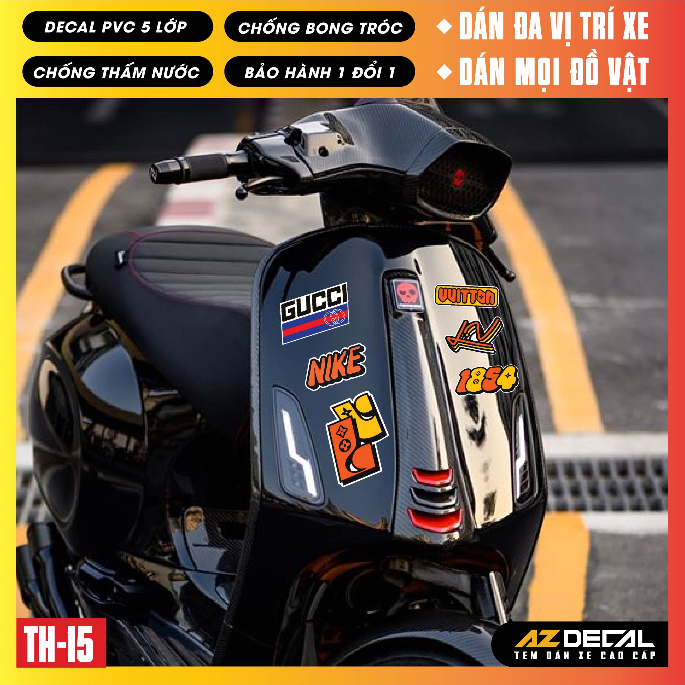 Sticker Dán Xe Máy, Xe Điện, Xe Đạp, Mũ Bảo Hiểm | TH-15