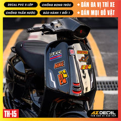 Sticker Dán Xe Máy, Xe Điện, Xe Đạp, Mũ Bảo Hiểm | TH-15