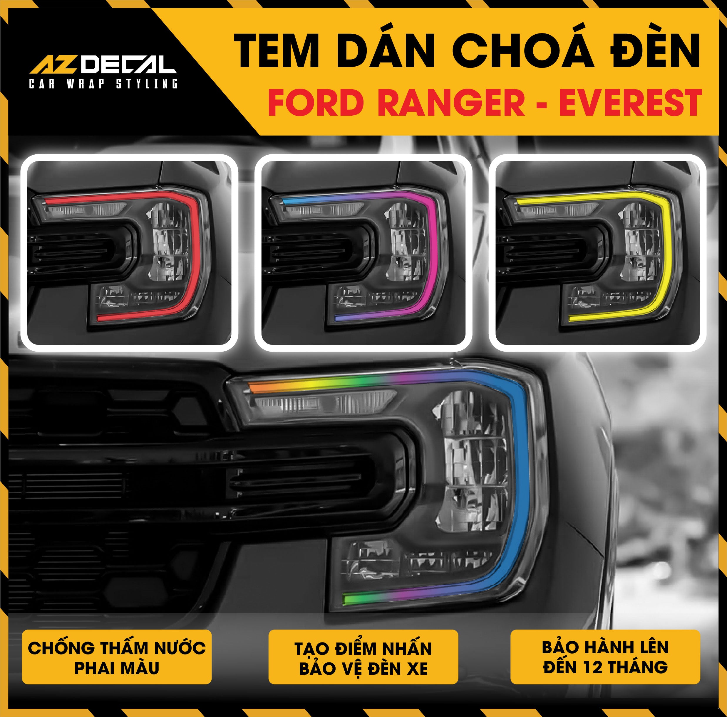 tem dán chóa đèn ford ranger / everest