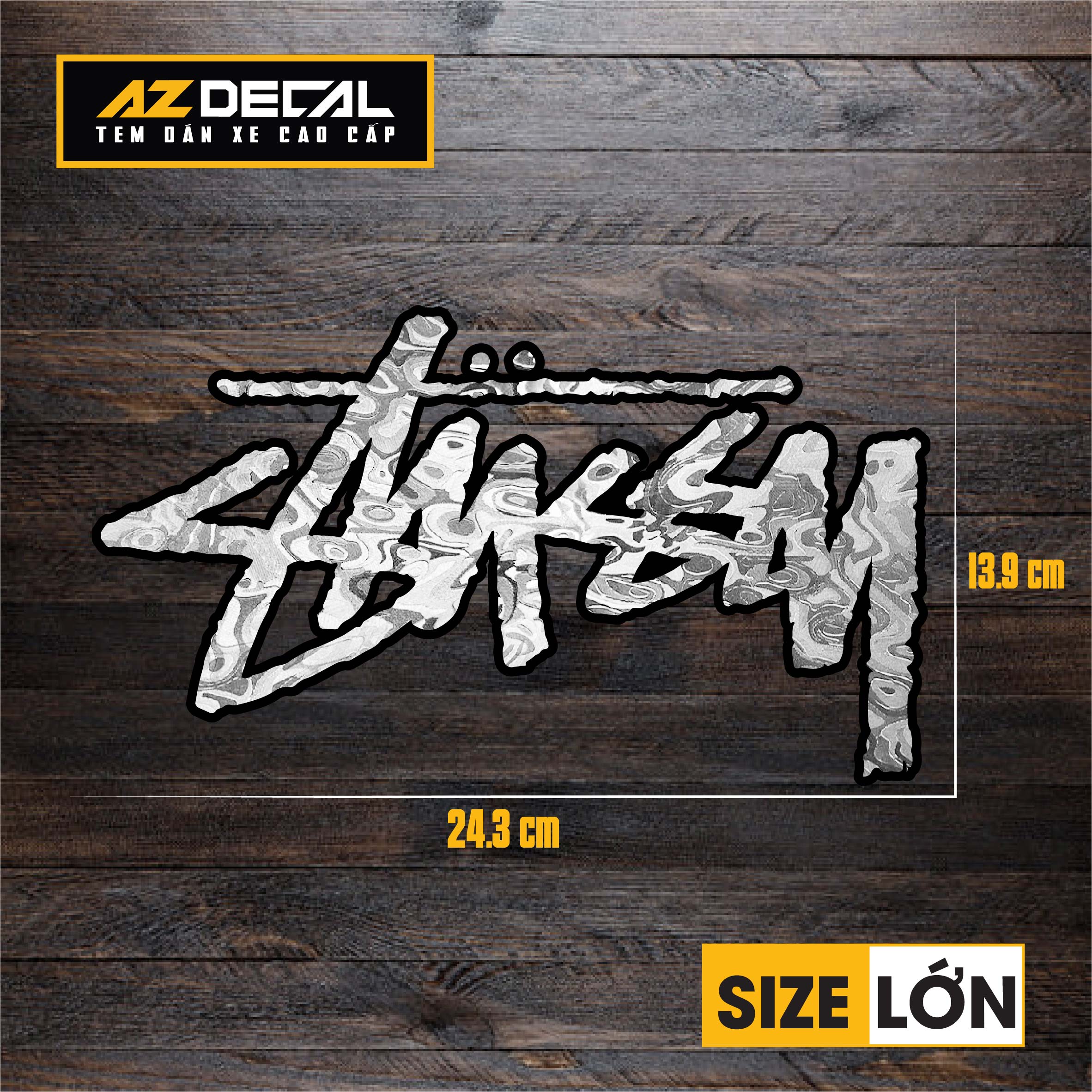 Tem Đa Vị Trí Xe Máy - Tem MOLTAL METAL Mẫu Chữ Anstusy size lớn