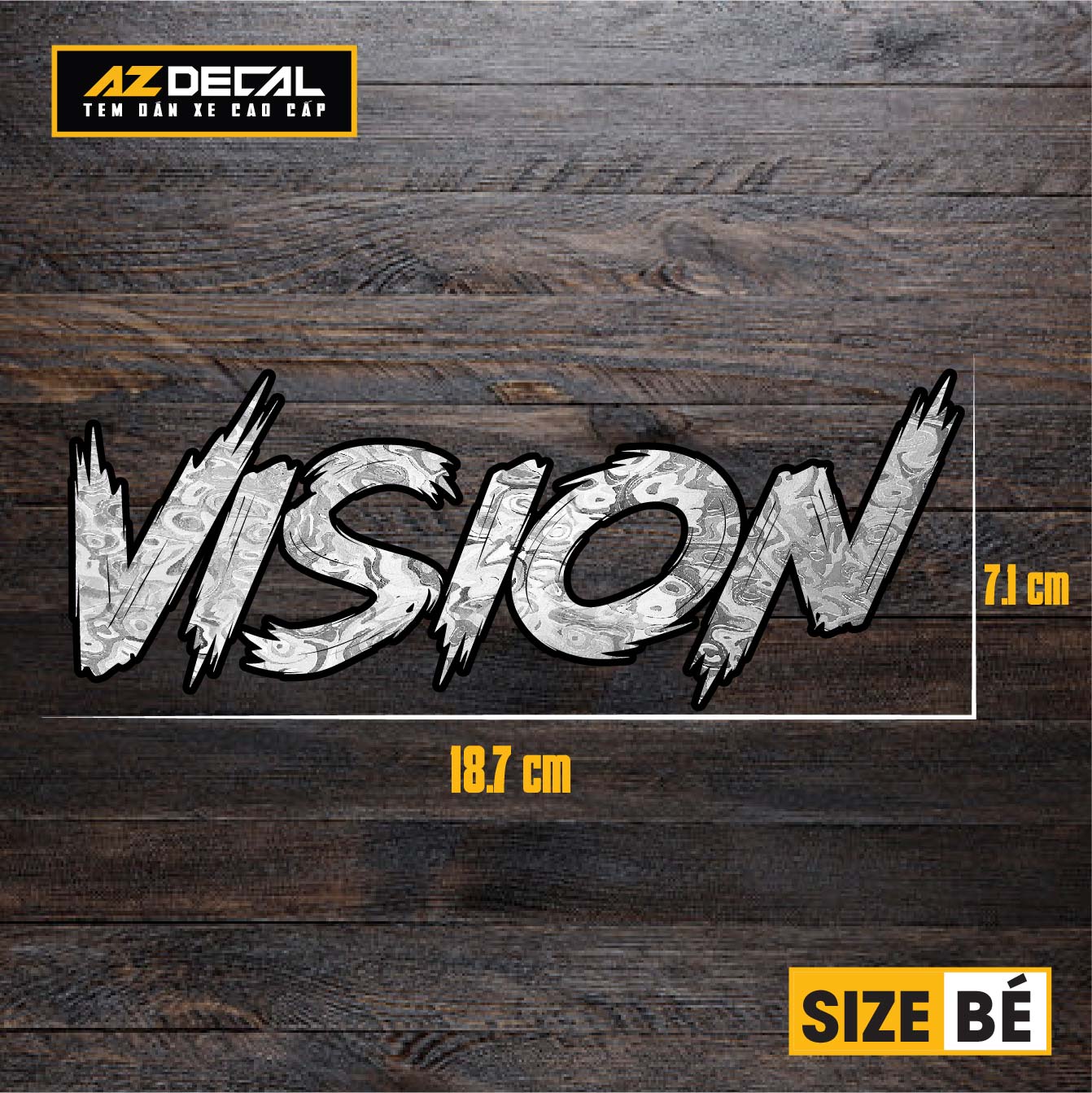 Tem Đa Vị Trí Xe Máy - Tem MOLTAL METAL Mẫu Chữ Vision size bé