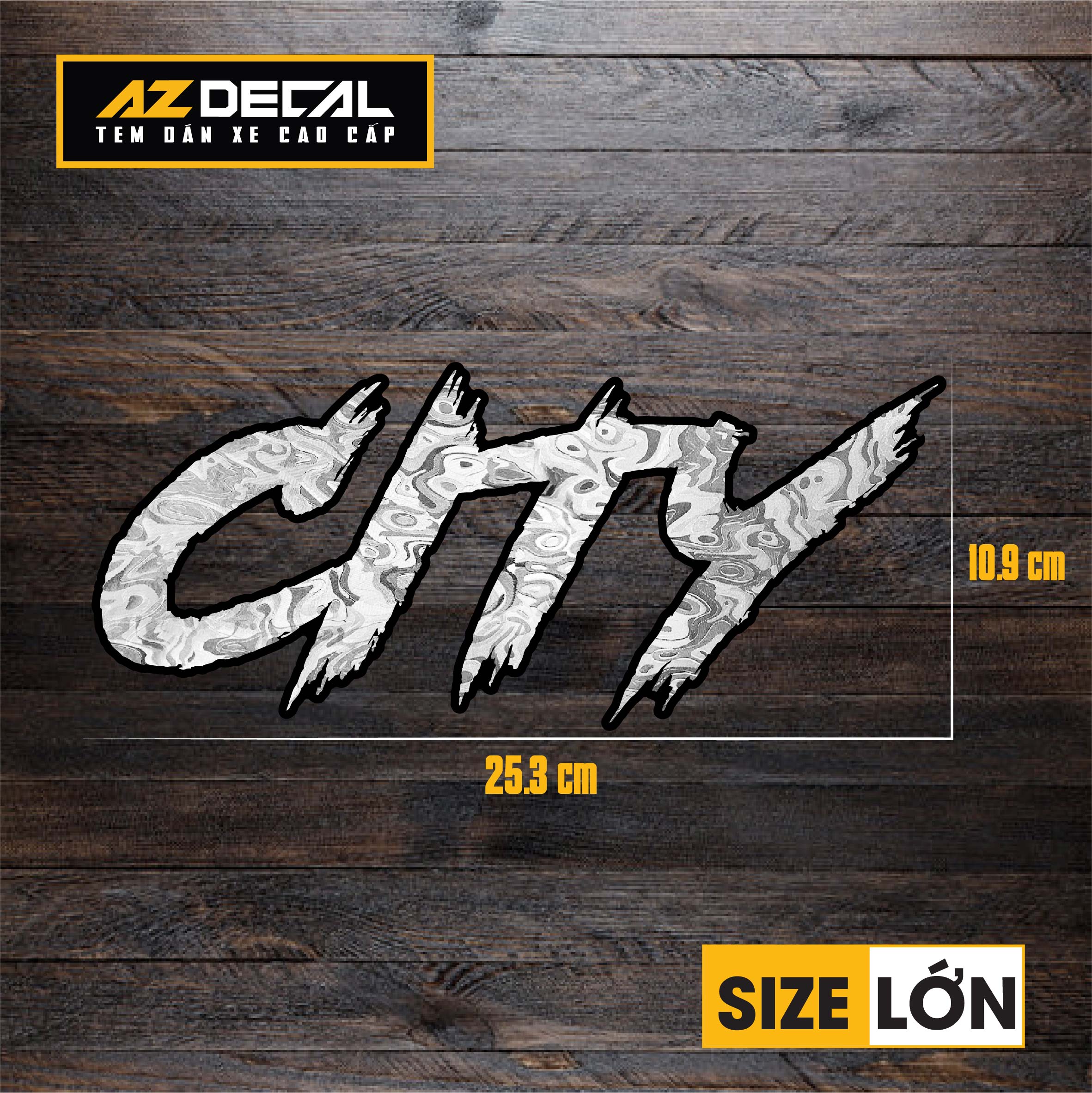 Tem Đa Vị Trí Xe Máy - Tem MOLTAL METAL Mẫu Chữ City size lớn