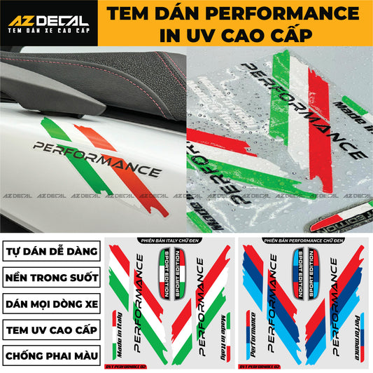 Tem Đa Vị Trí Xe Máy - Tem PERFORMANCE In UV Cao Cấp