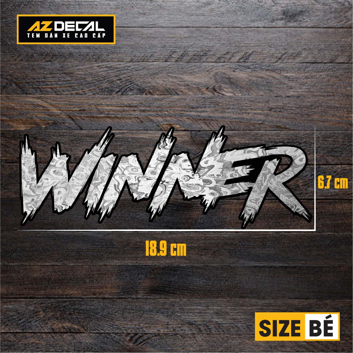 Tem Đa Vị Trí Xe Máy - Tem MOLTAL METAL Mẫu Chữ Winner size bé