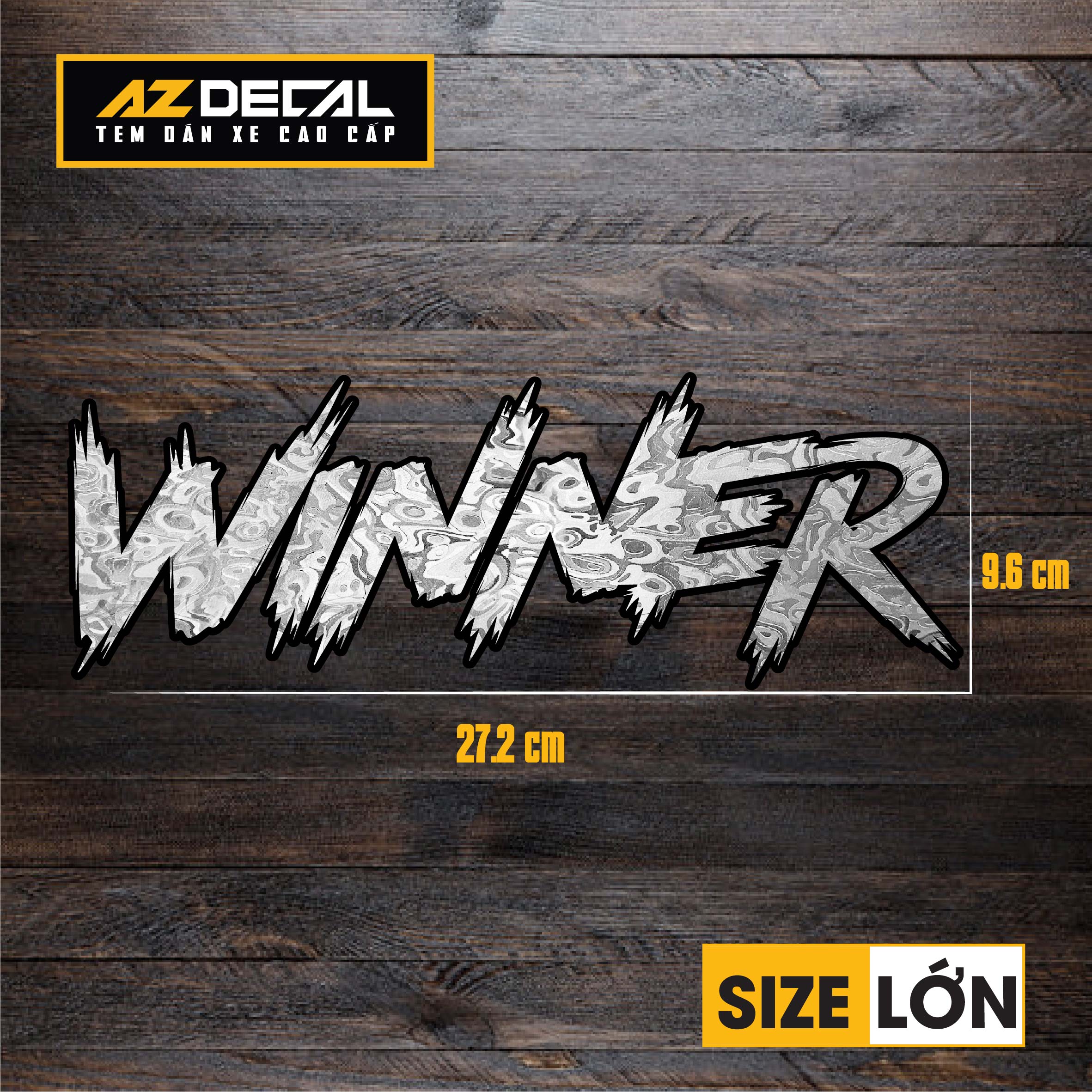 Tem Đa Vị Trí Xe Máy - Tem MOLTAL METAL Mẫu Chữ Winner size lớn