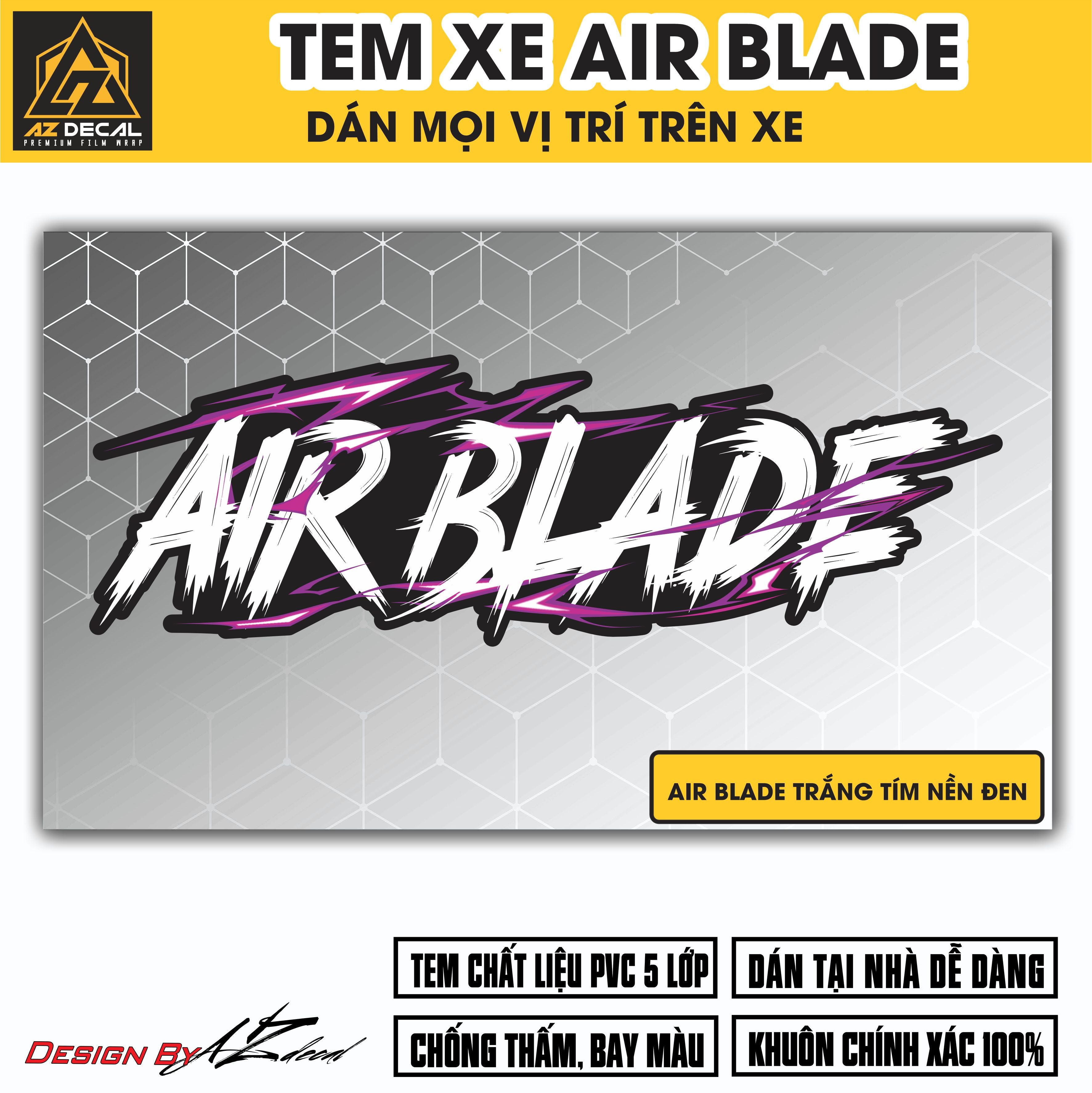 Tem Đa Vị Trí Xe Máy - Tia Sét Hãng Xe AIRBLADE Trắng Tím Nền Đen