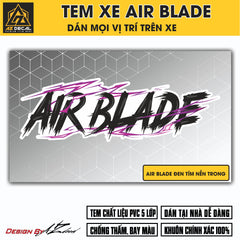 Tem Đa Vị Trí Xe Máy - Tia Sét Hãng Xe AIRBLADE Đen Tím Nền Trong
