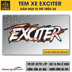 Tem Đa Vị Trí Xe Máy - Tia Sét Hãng Xe EXCITER Trắng Đỏ Nền Đen