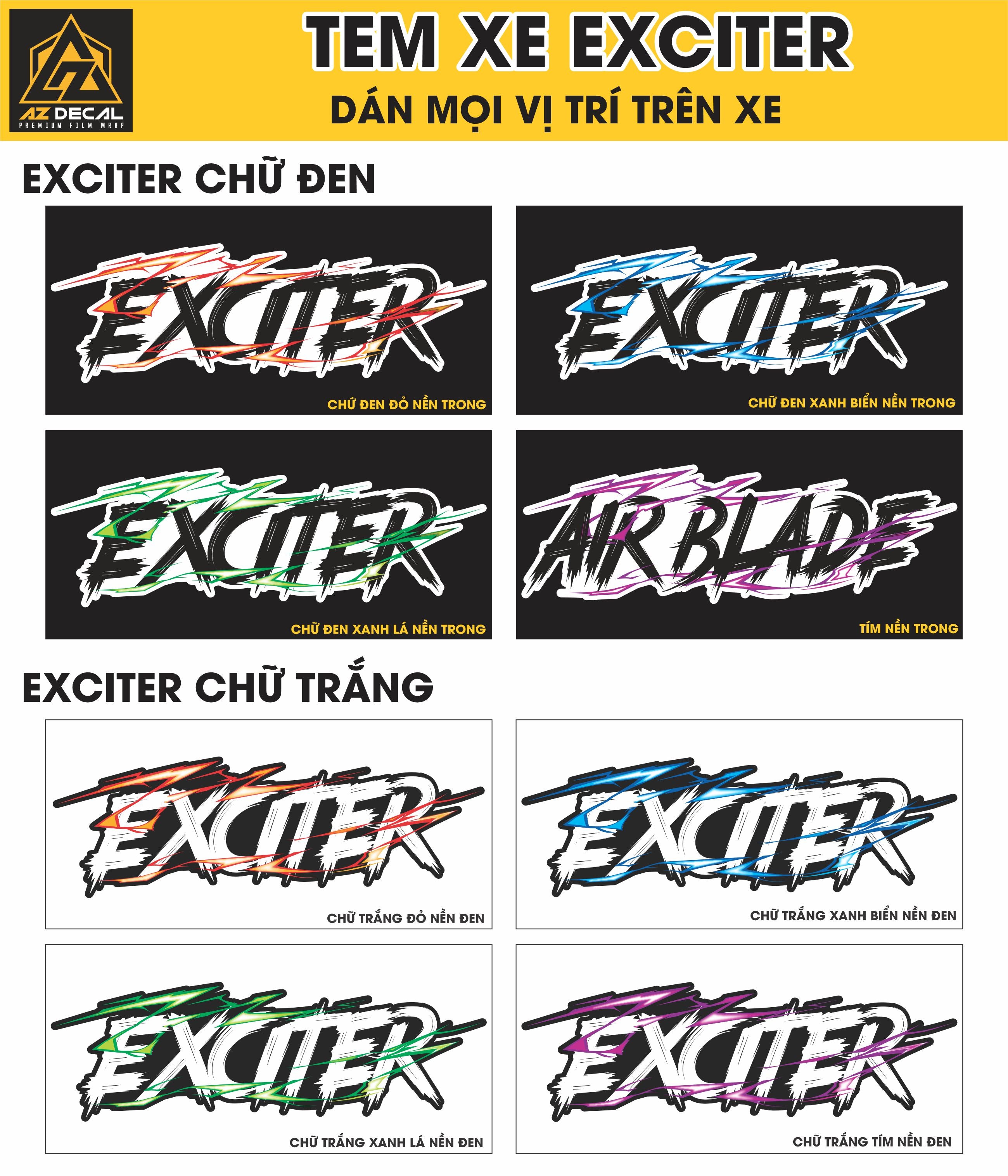 Tem Đa Vị Trí Xe Máy - Tia Sét Hãng Xe EXCITER