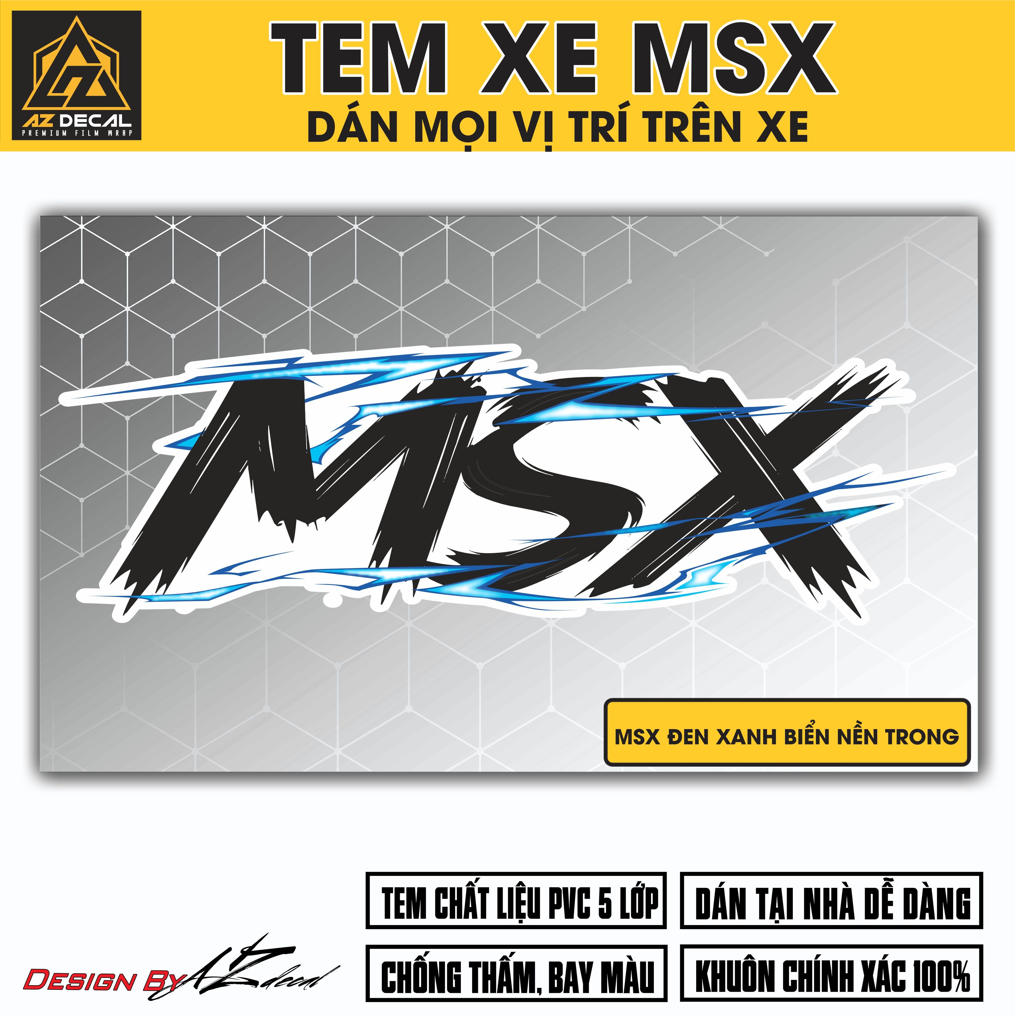 Tem Đa Vị Trí Xe Máy - Tia Sét Hãng Xe MSX xanh đen