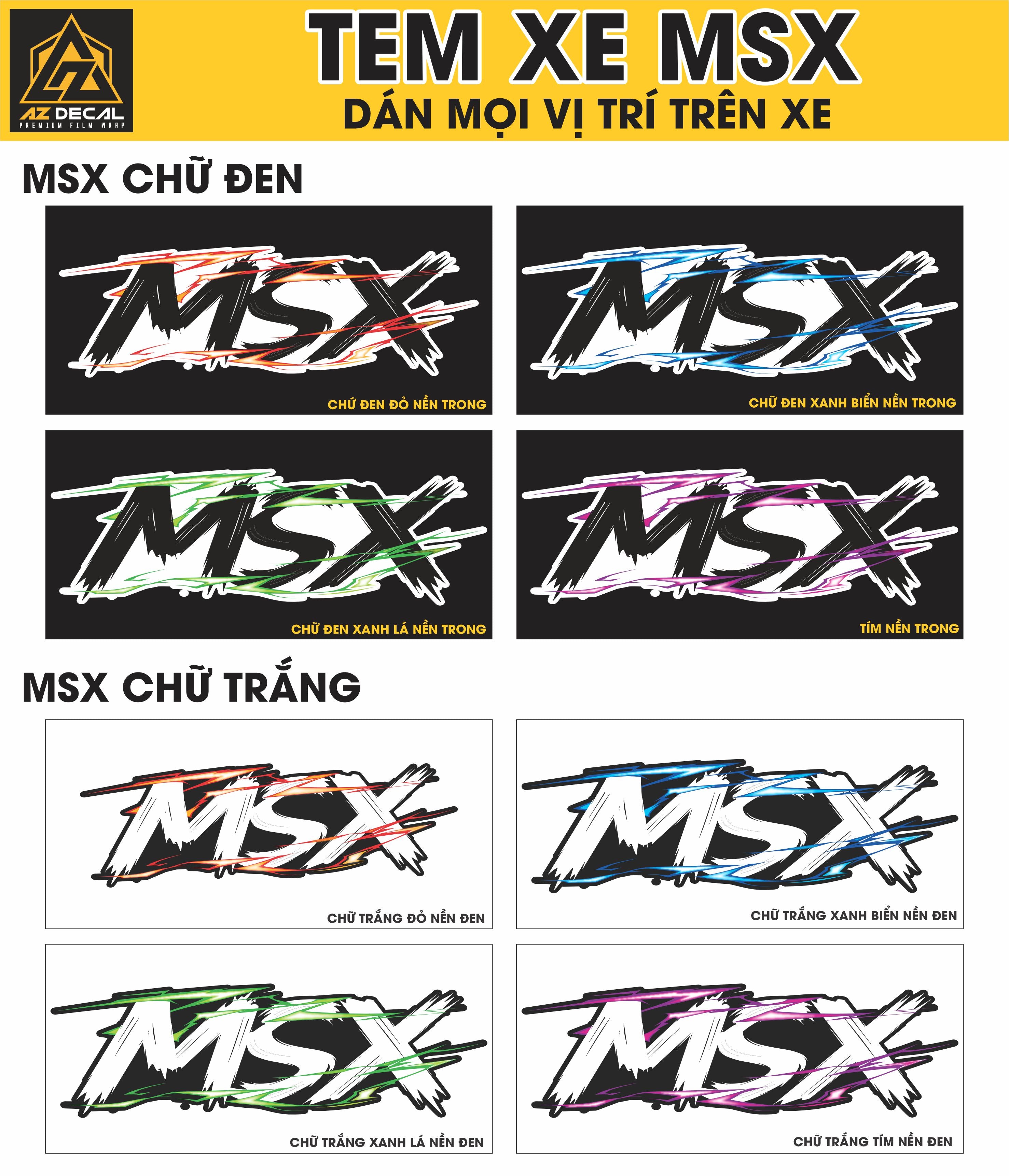 Tem Đa Vị Trí Xe Máy - Tia Sét Hãng Xe MSX