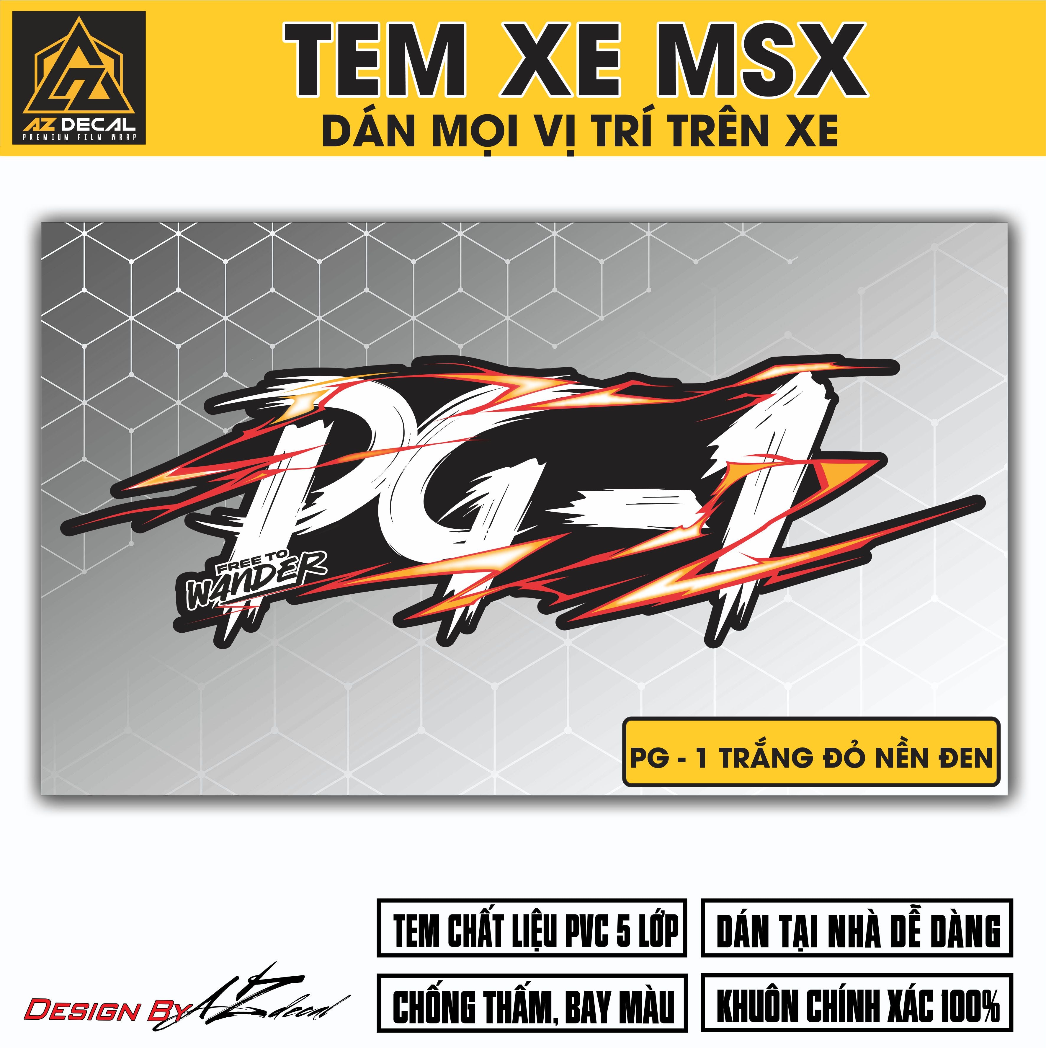 Tem Đa Vị Trí Xe Máy - Tia Sét Hãng Xe PG-1 TRẮNG ĐỎ