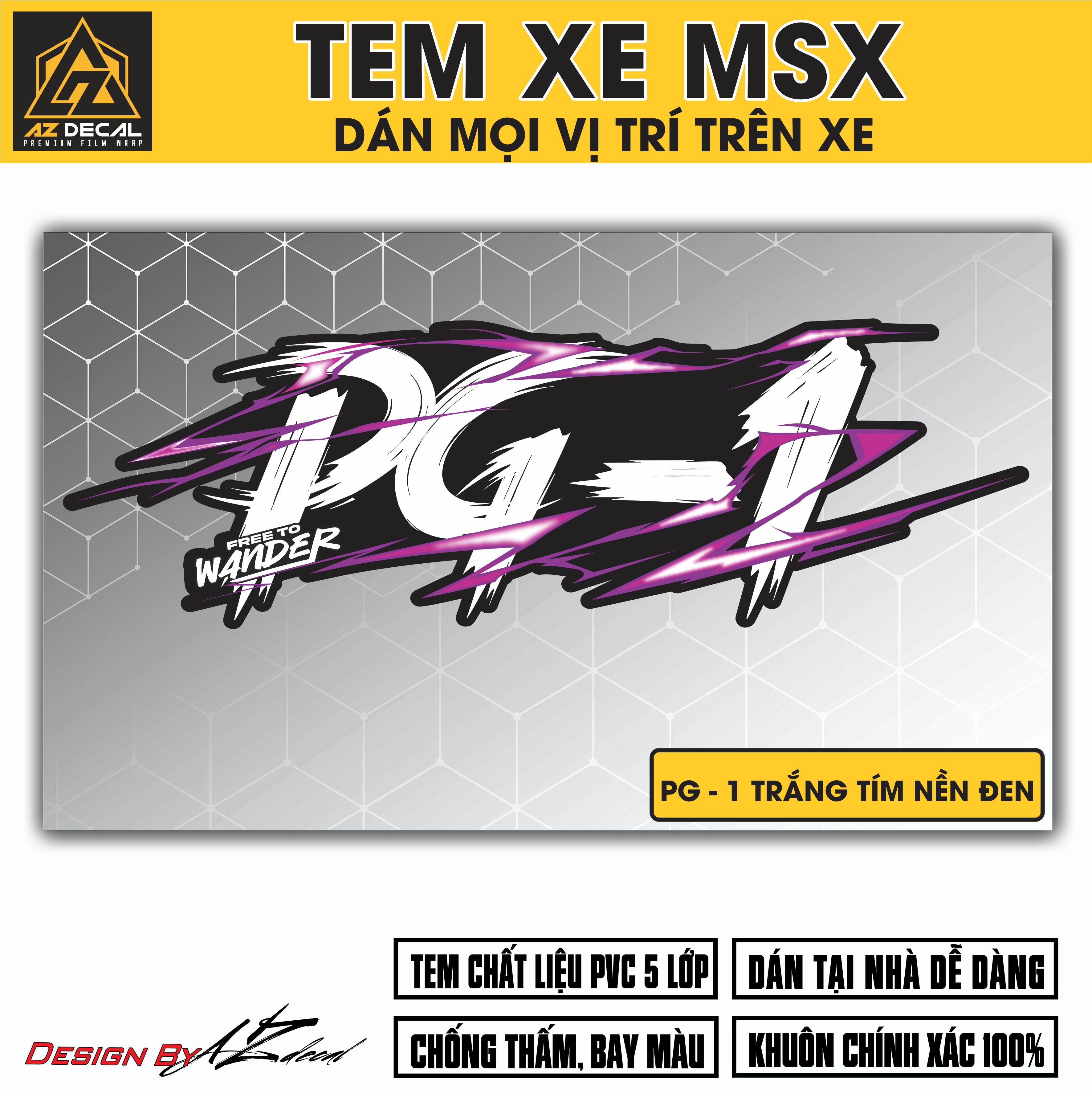 Tem Đa Vị Trí Xe Máy - Tia Sét Hãng Xe PG-1 TRẮNG TÍM