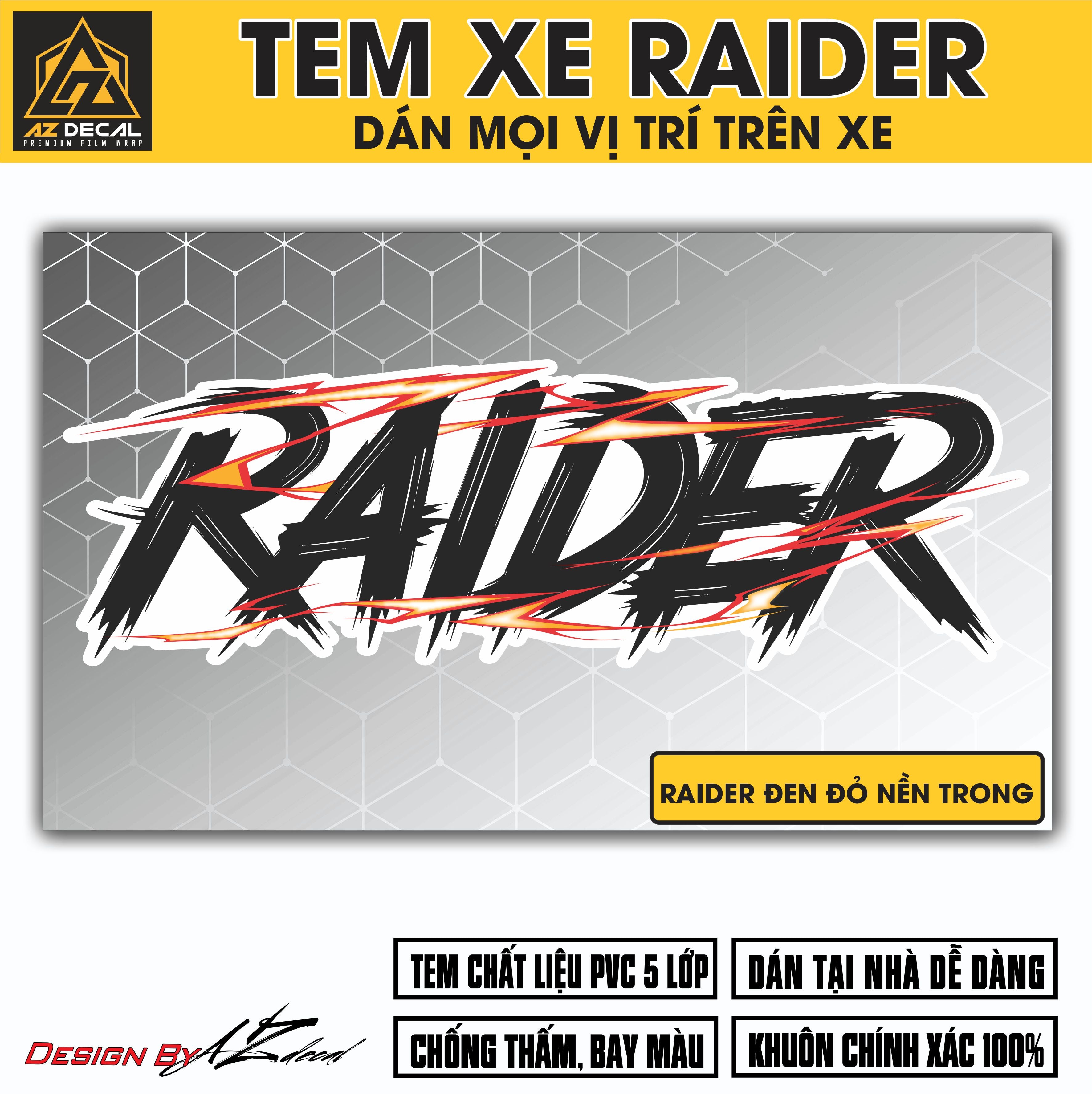 Tem Đa Vị Trí Xe Máy - Tia Sét Hãng Xe RAIDER ĐEN ĐỎ