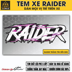 Tem Đa Vị Trí Xe Máy - Tia Sét Hãng Xe RAIDER TRẮNG TÍM