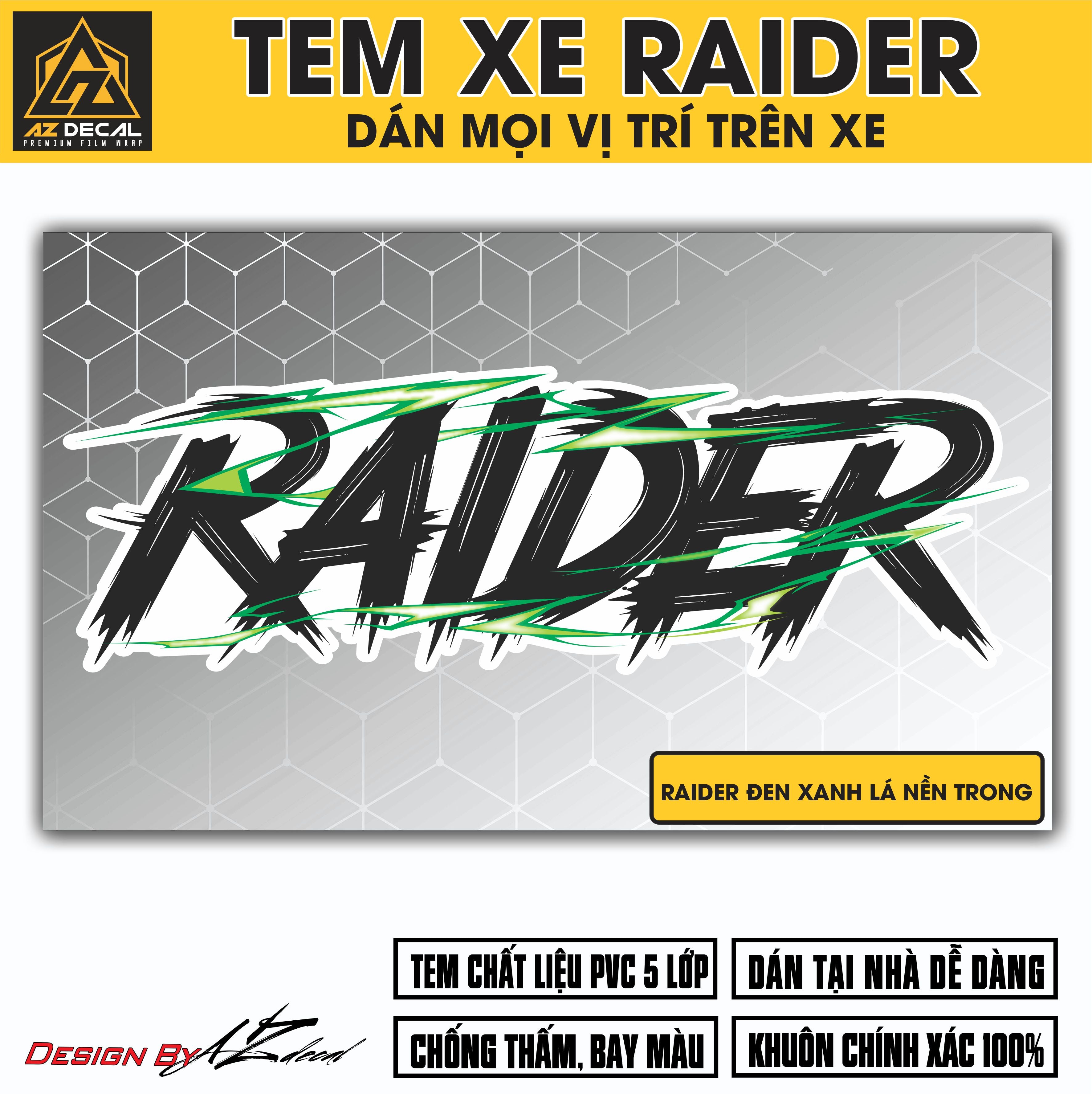 Tem Đa Vị Trí Xe Máy - Tia Sét Hãng Xe RAIDER ĐEN XANH LÁ