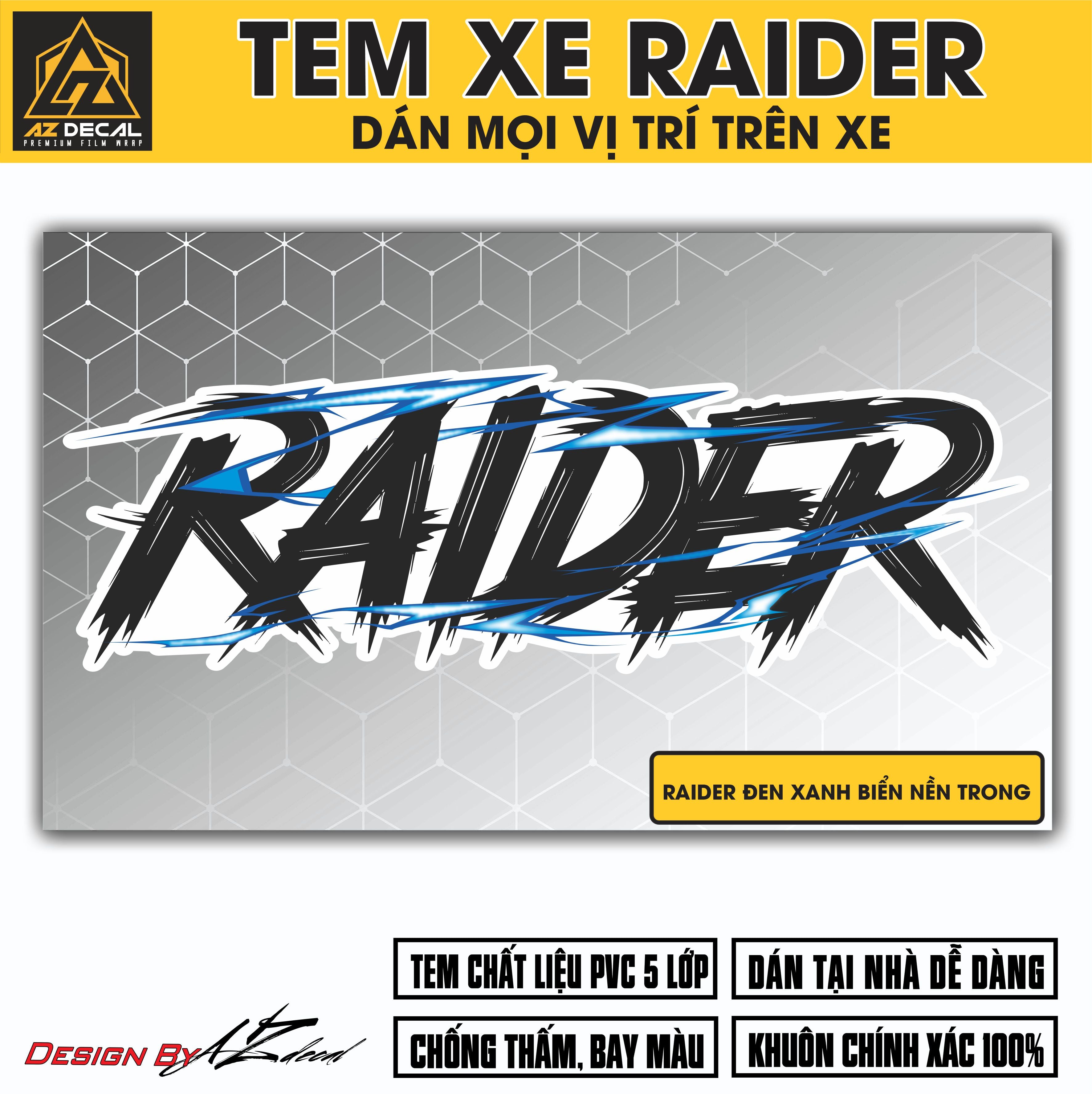 Tem Đa Vị Trí Xe Máy - Tia Sét Hãng Xe RAIDER ĐEN XANH
