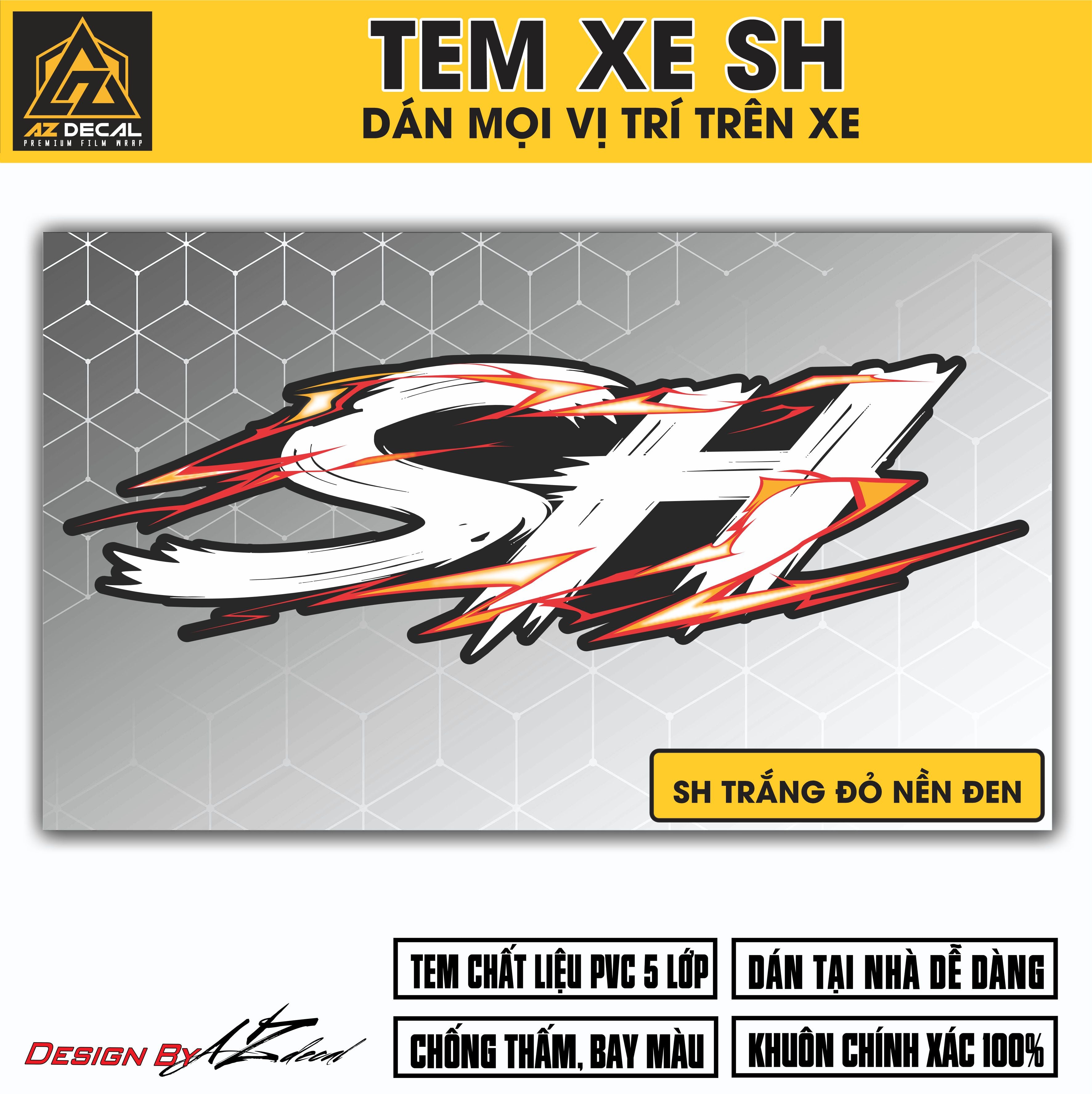 Tem Đa Vị Trí Xe Máy - Tia Sét Hãng Xe SH TRẮNG ĐỎ