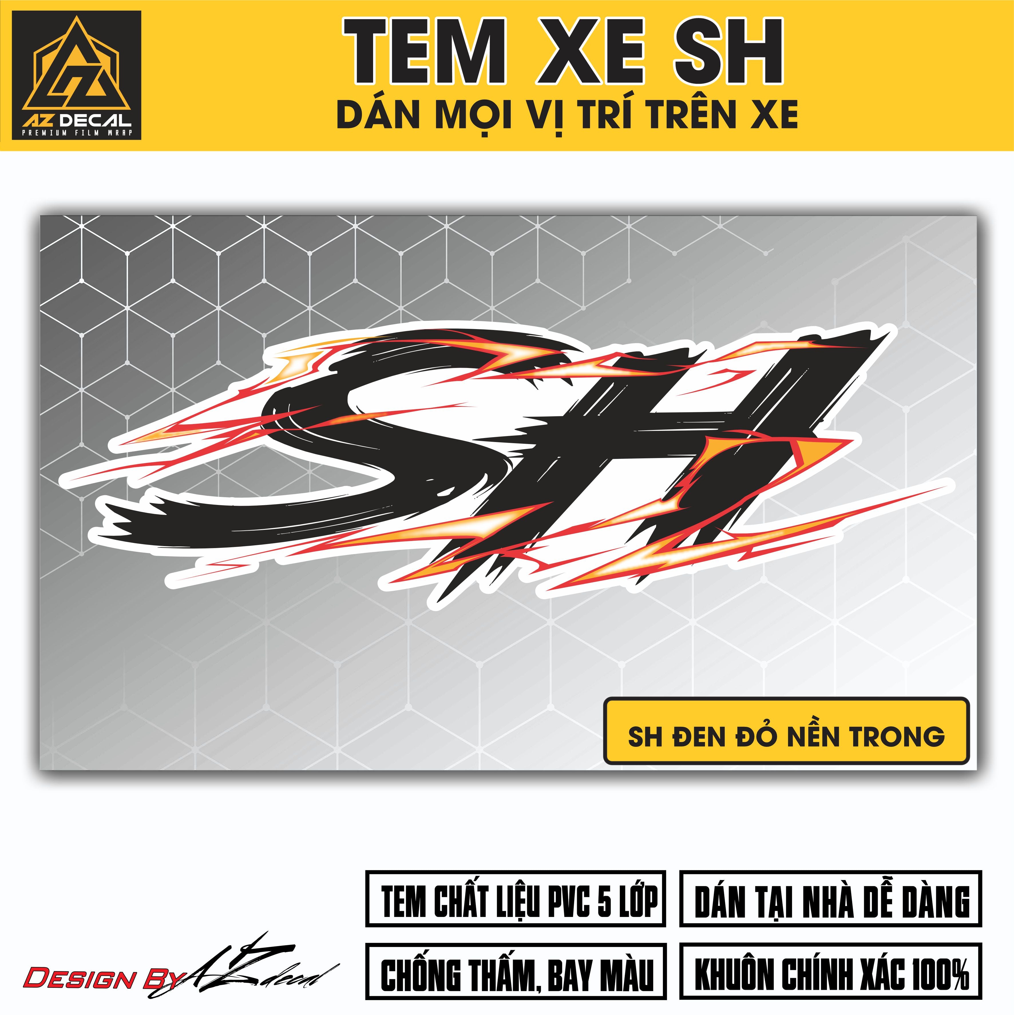 Tem Đa Vị Trí Xe Máy - Tia Sét Hãng Xe SH ĐEN ĐỎ