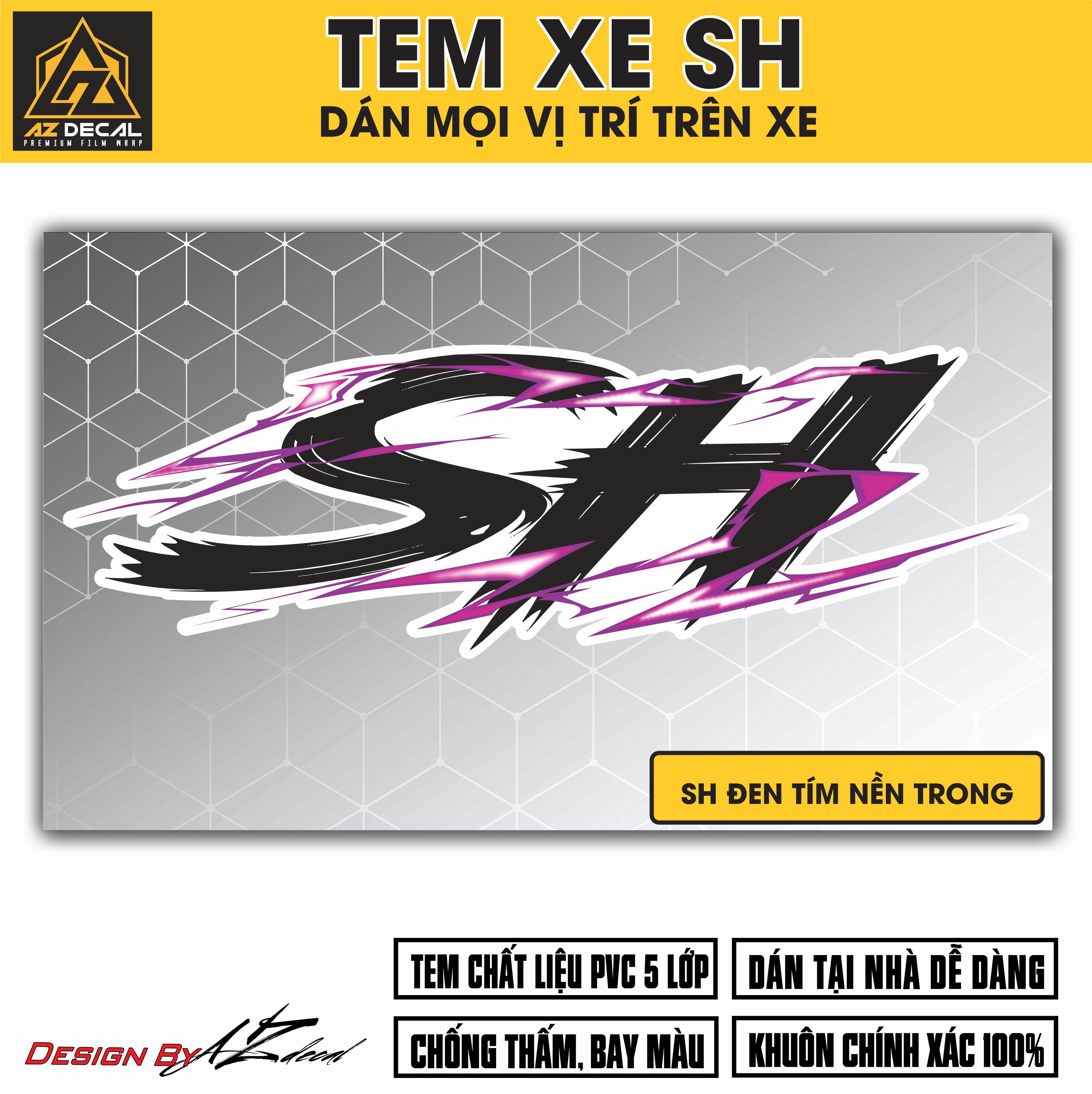 Tem Đa Vị Trí Xe Máy - Tia Sét Hãng Xe SH ĐEN TÍM