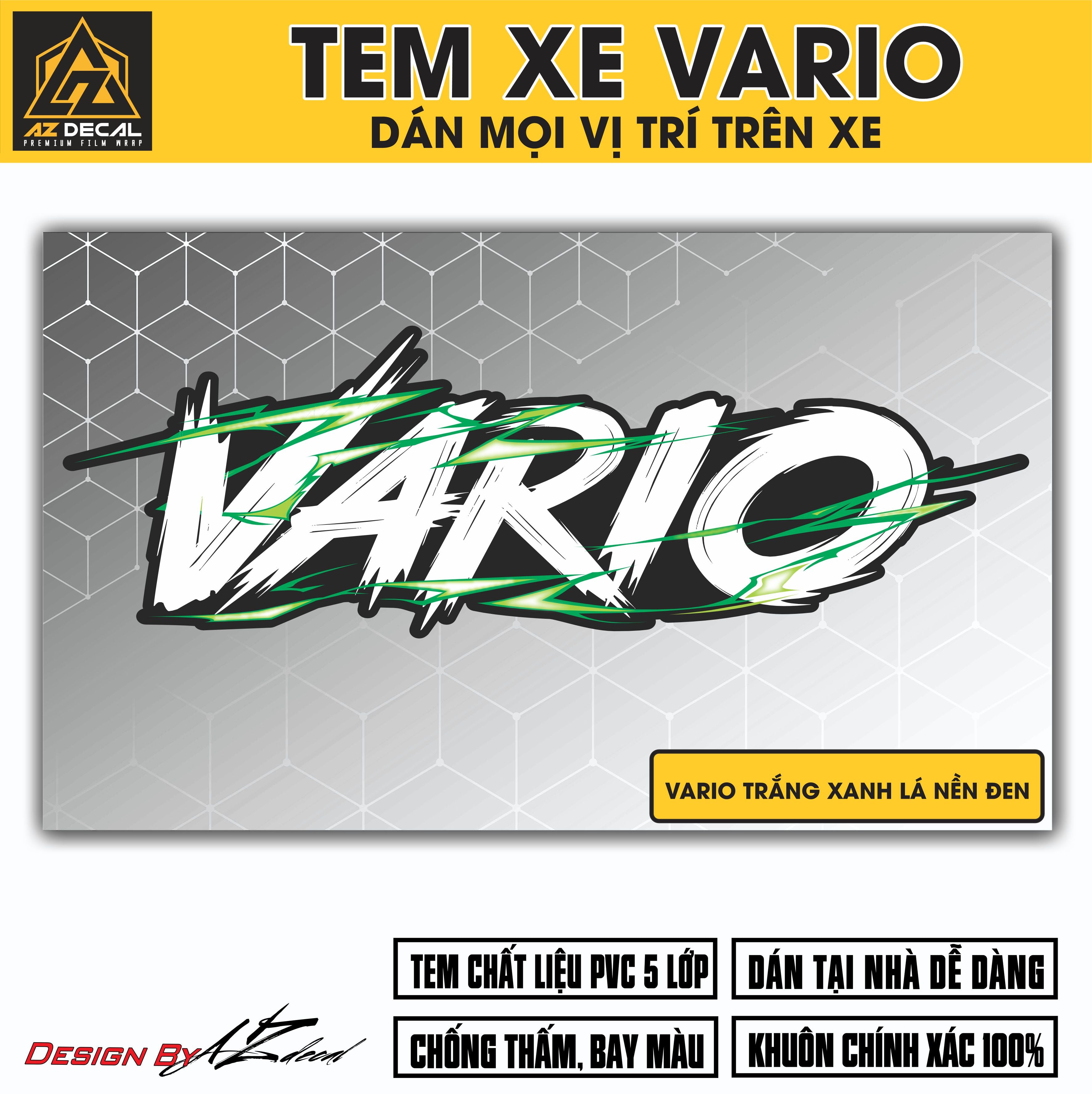 Tem Đa Vị Trí Xe Máy - Tia Sét Hãng Xe VARIO TRẮNG XANH LÁ