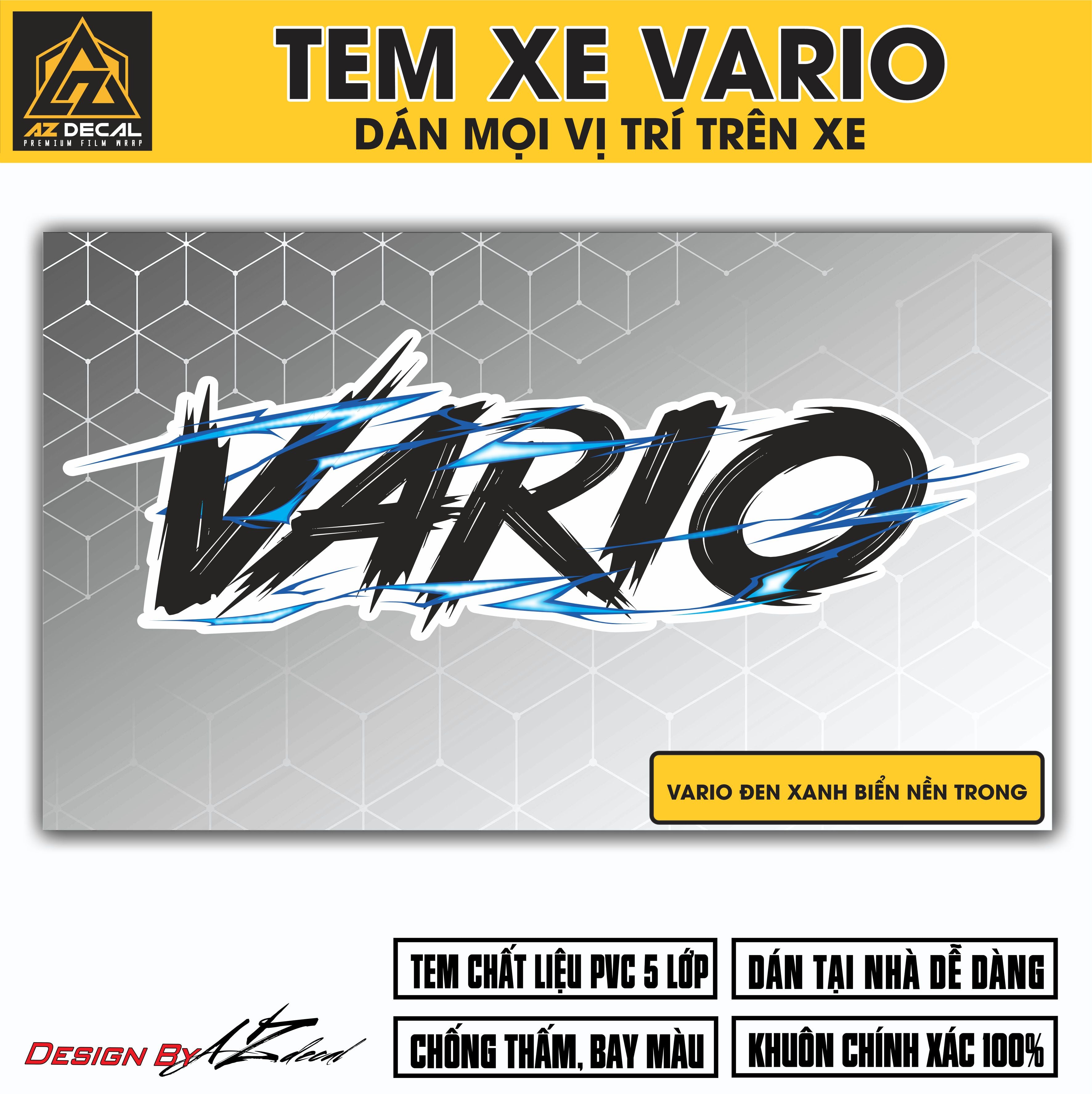Tem Đa Vị Trí Xe Máy - Tia Sét Hãng Xe VARIO ĐEN XANH