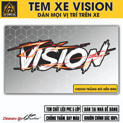 Tem Đa Vị Trí Xe Máy - Tia Sét Hãng Xe VISION TRẮNG ĐỎ